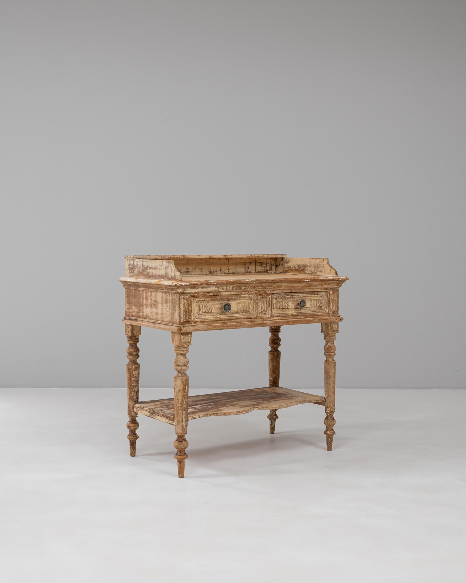 1900s French Louis XVI Wood Patinated Console Table For Sale 1