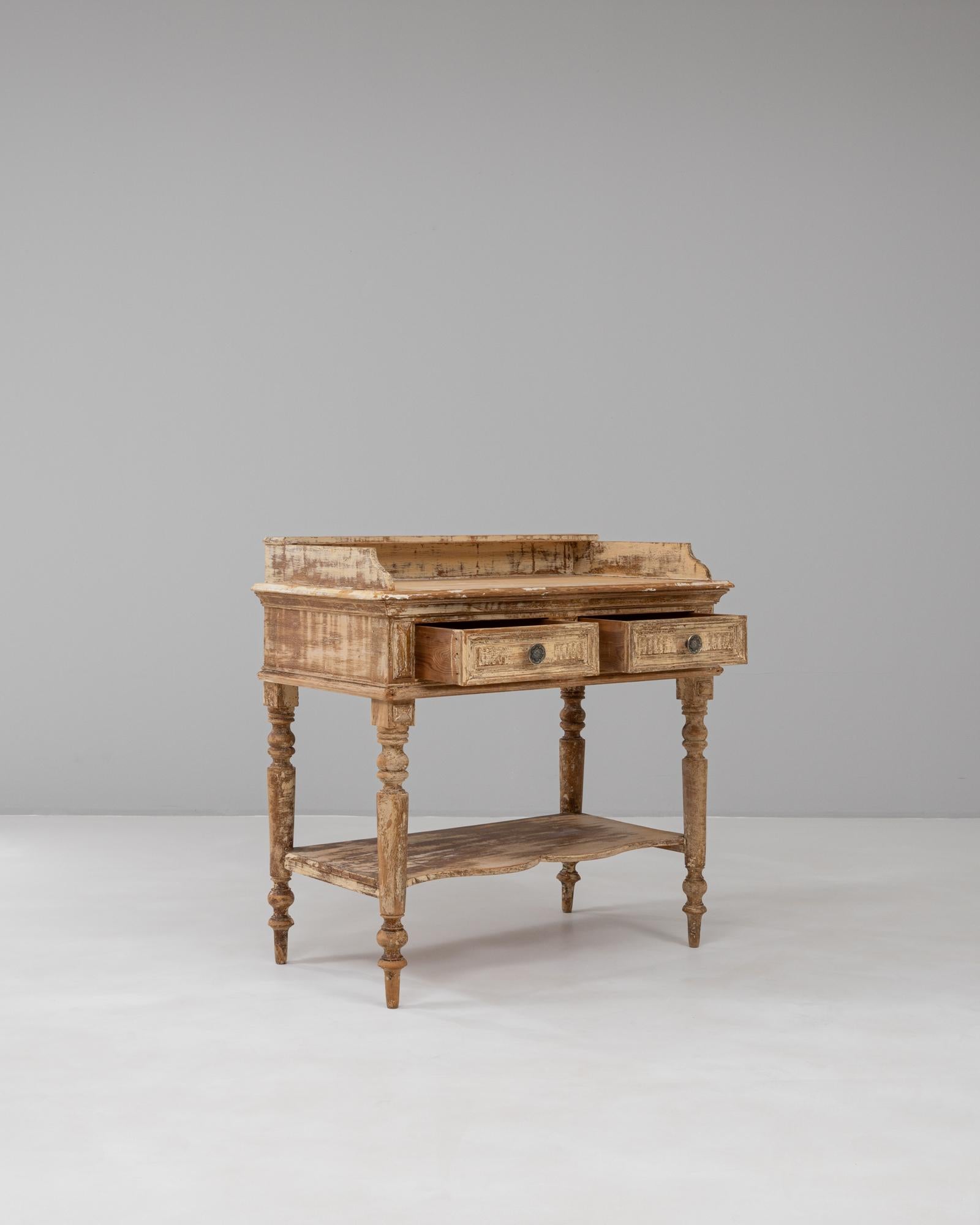 1900s French Louis XVI Wood Patinated Console Table For Sale 2