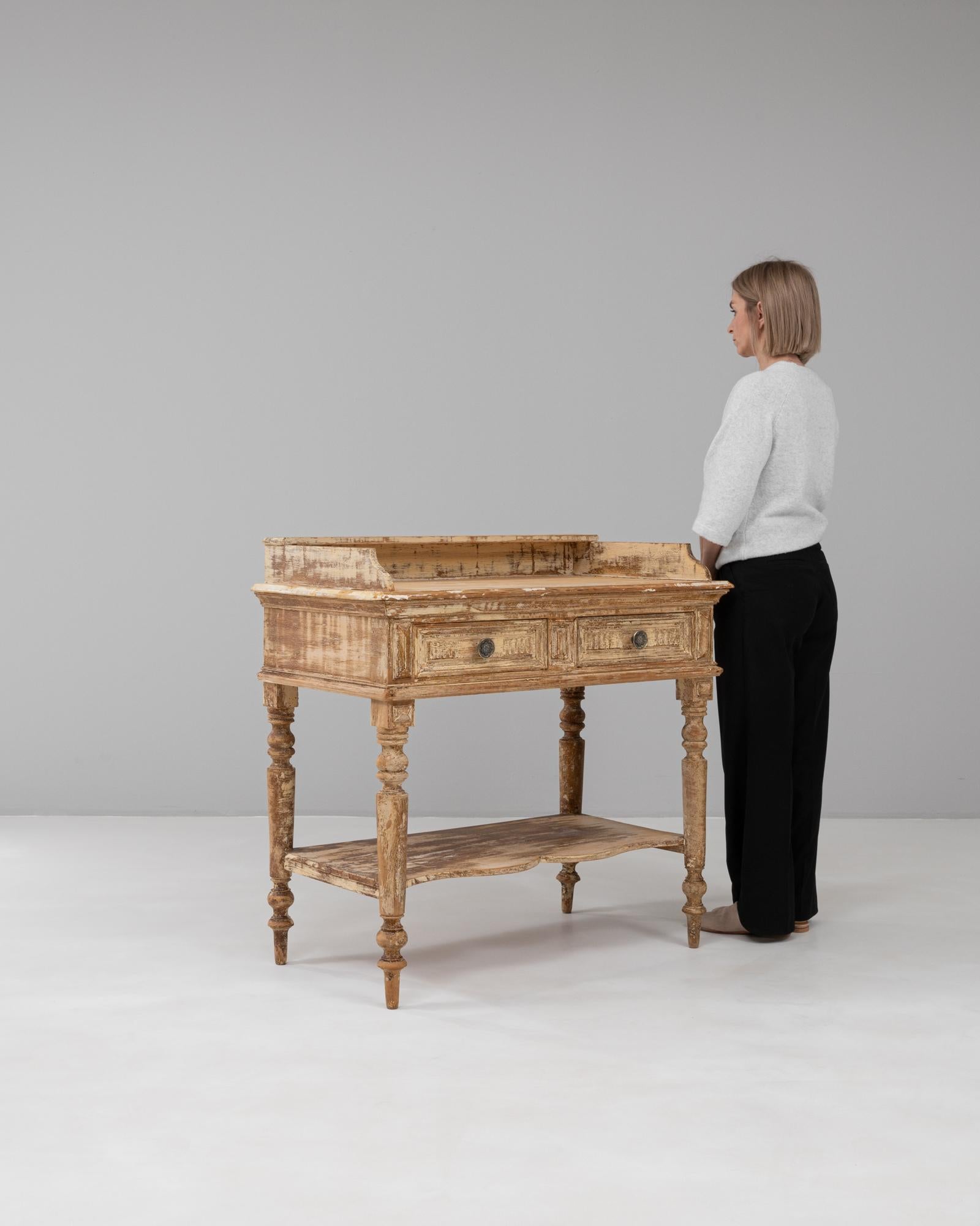 1900s French Louis XVI Wood Patinated Console Table For Sale 3