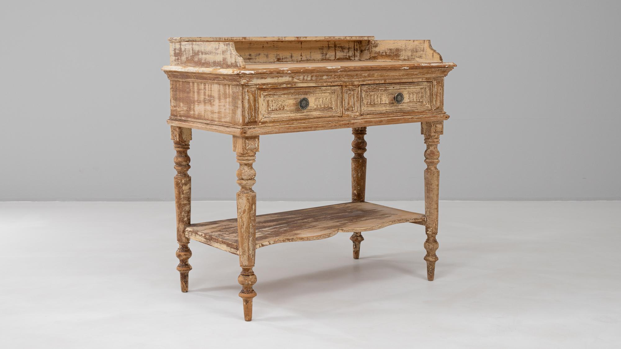 1900s French Louis XVI Wood Patinated Console Table For Sale 5