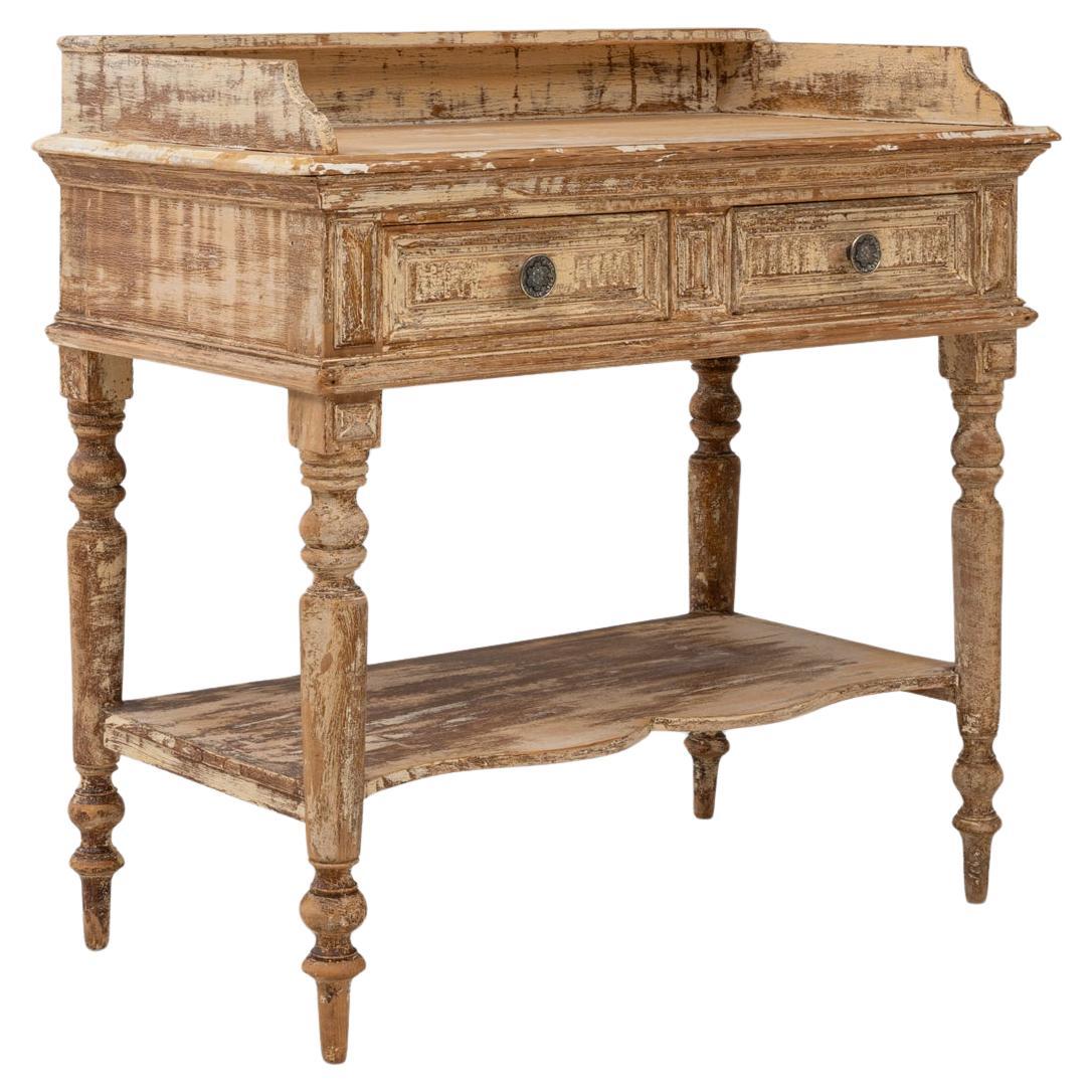 1900s French Louis XVI Wood Patinated Console Table For Sale