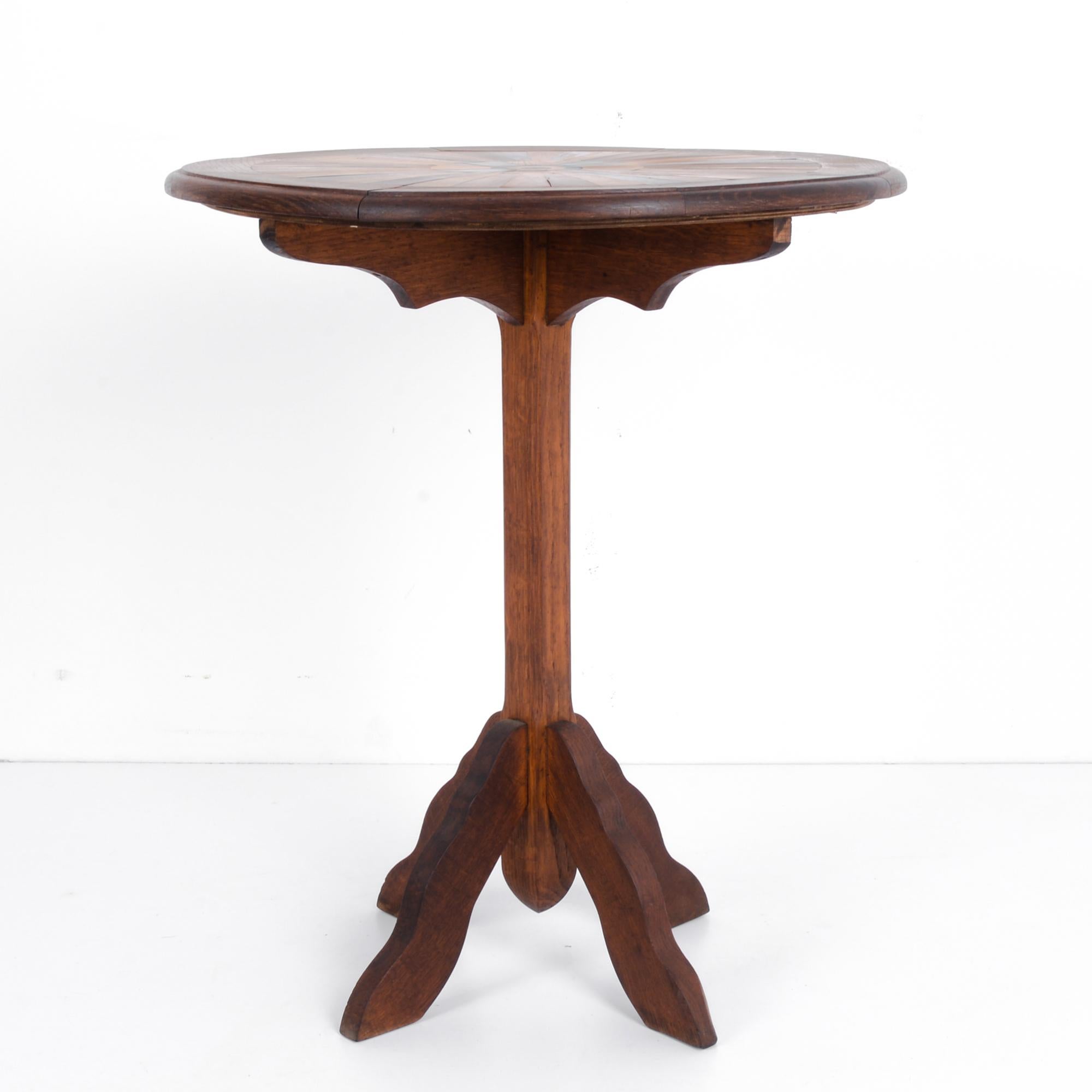 French Provincial 1900s French Marquetry Top Wooden Side Table