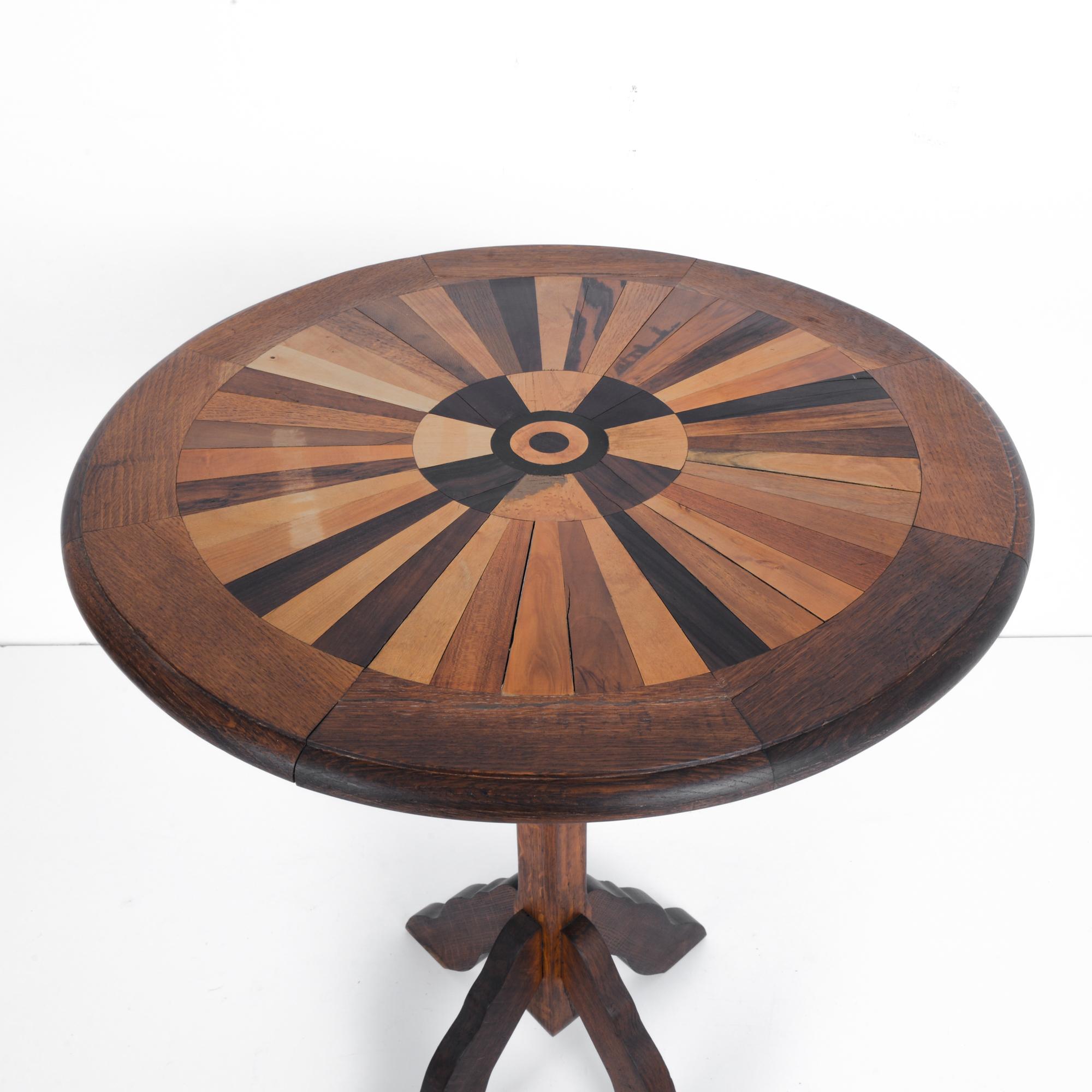 Early 20th Century 1900s French Marquetry Top Wooden Side Table