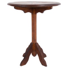 1900s French Marquetry Top Wooden Side Table