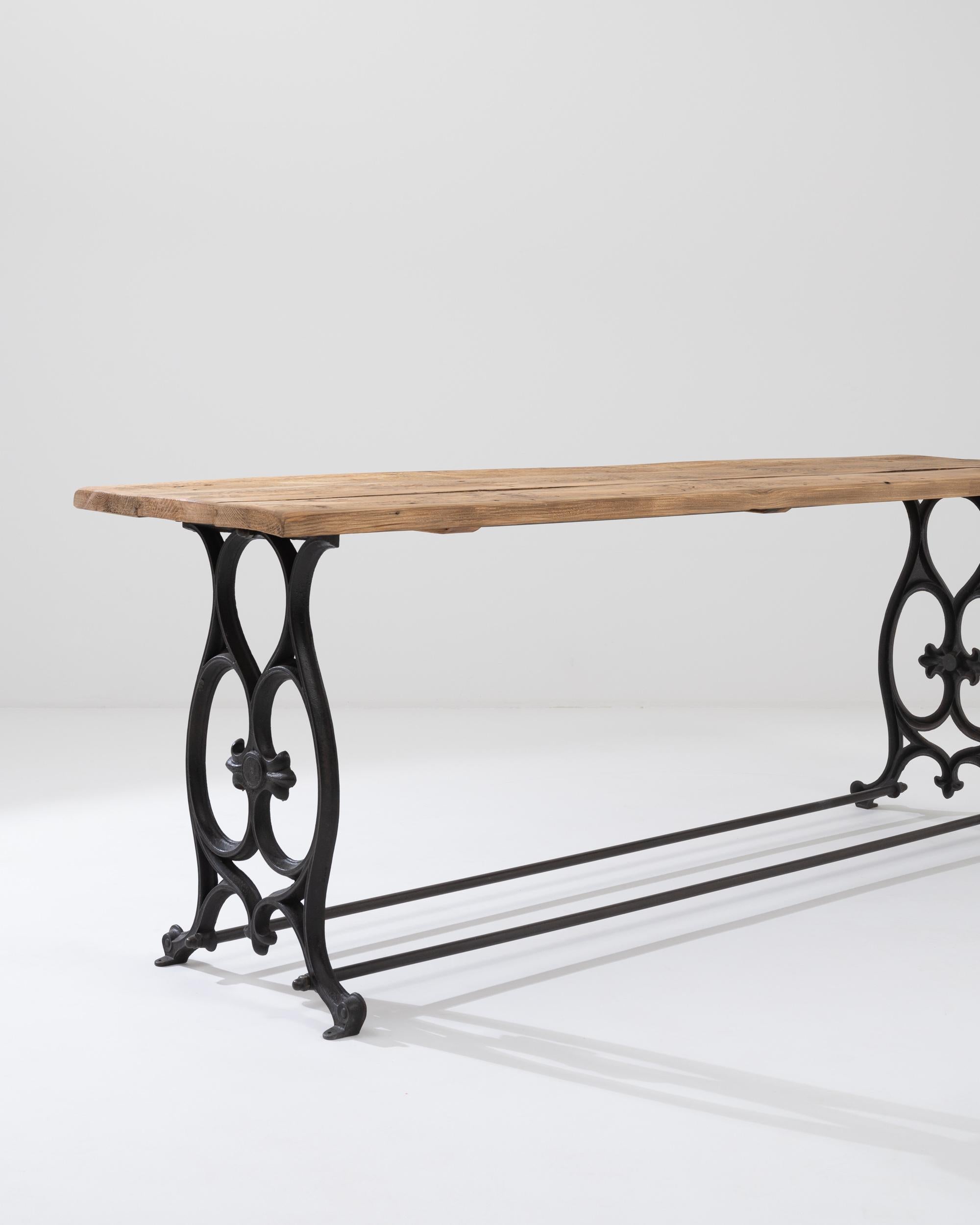 1900s French Metal and Wood Console Table For Sale 1