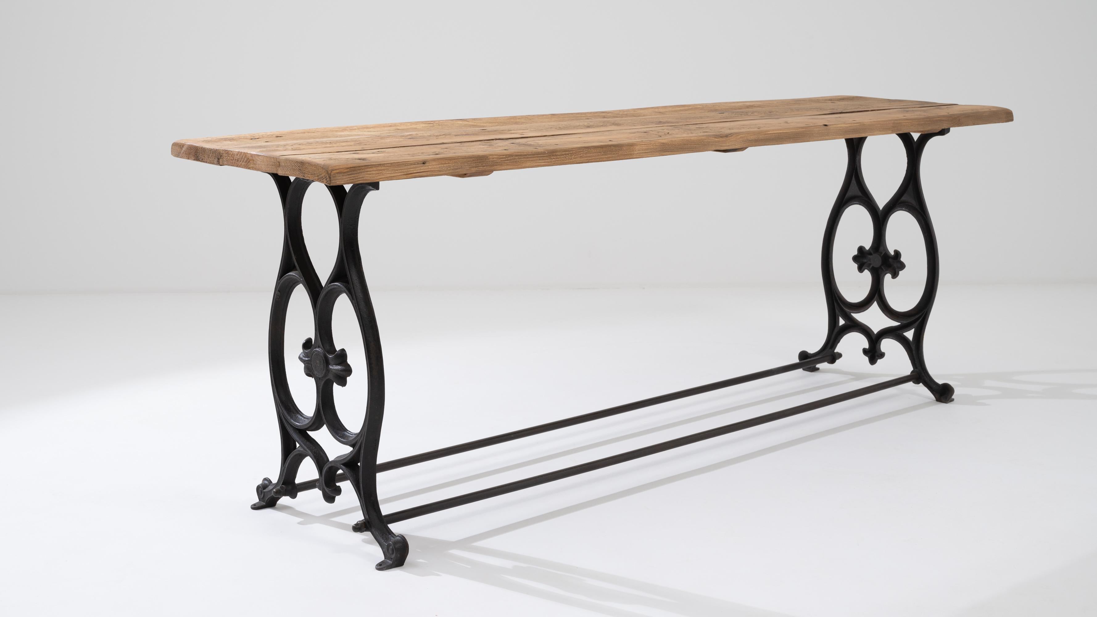 1900s French Metal and Wood Console Table For Sale 2