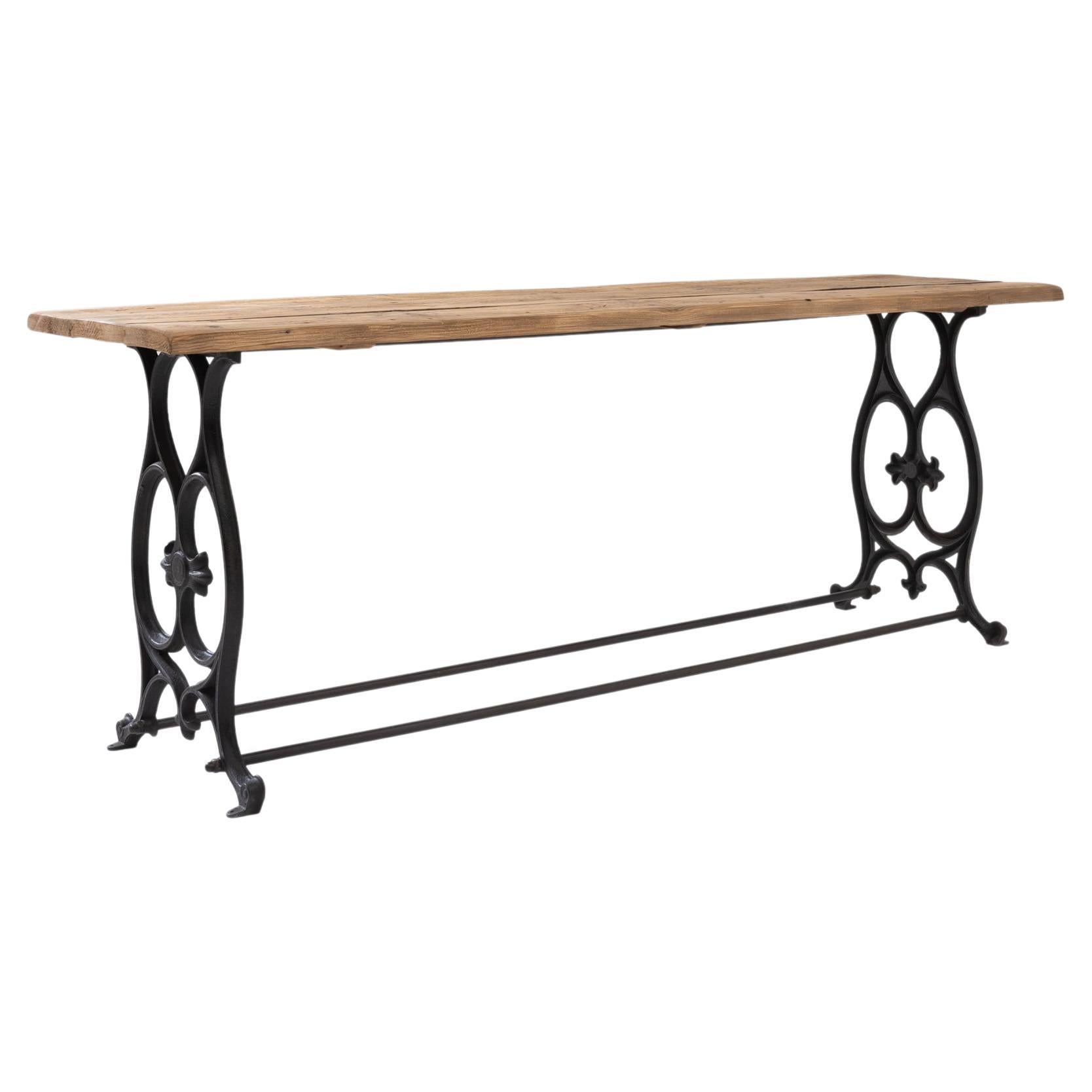 1900s French Metal and Wood Console Table