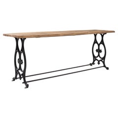 Antique 1900s French Metal and Wood Console Table