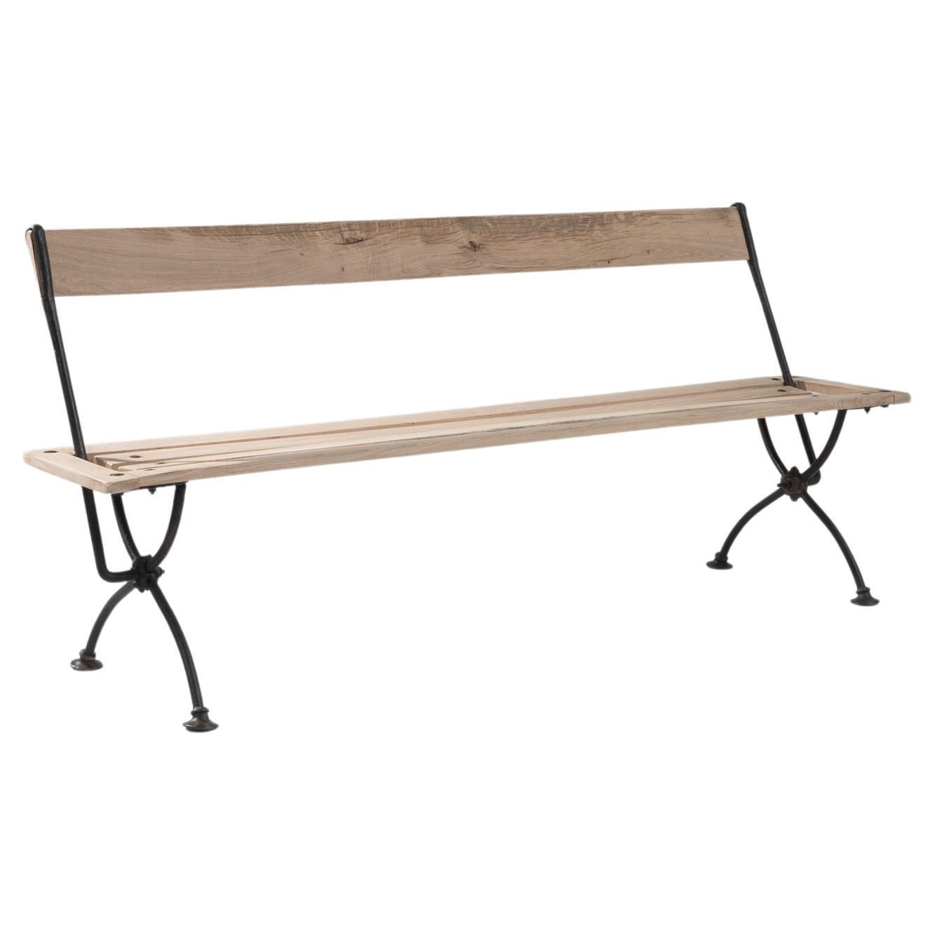 1900s French Metal and Wooden Bench