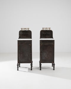 Paire de tables de chevet françaises en métal, années 1900