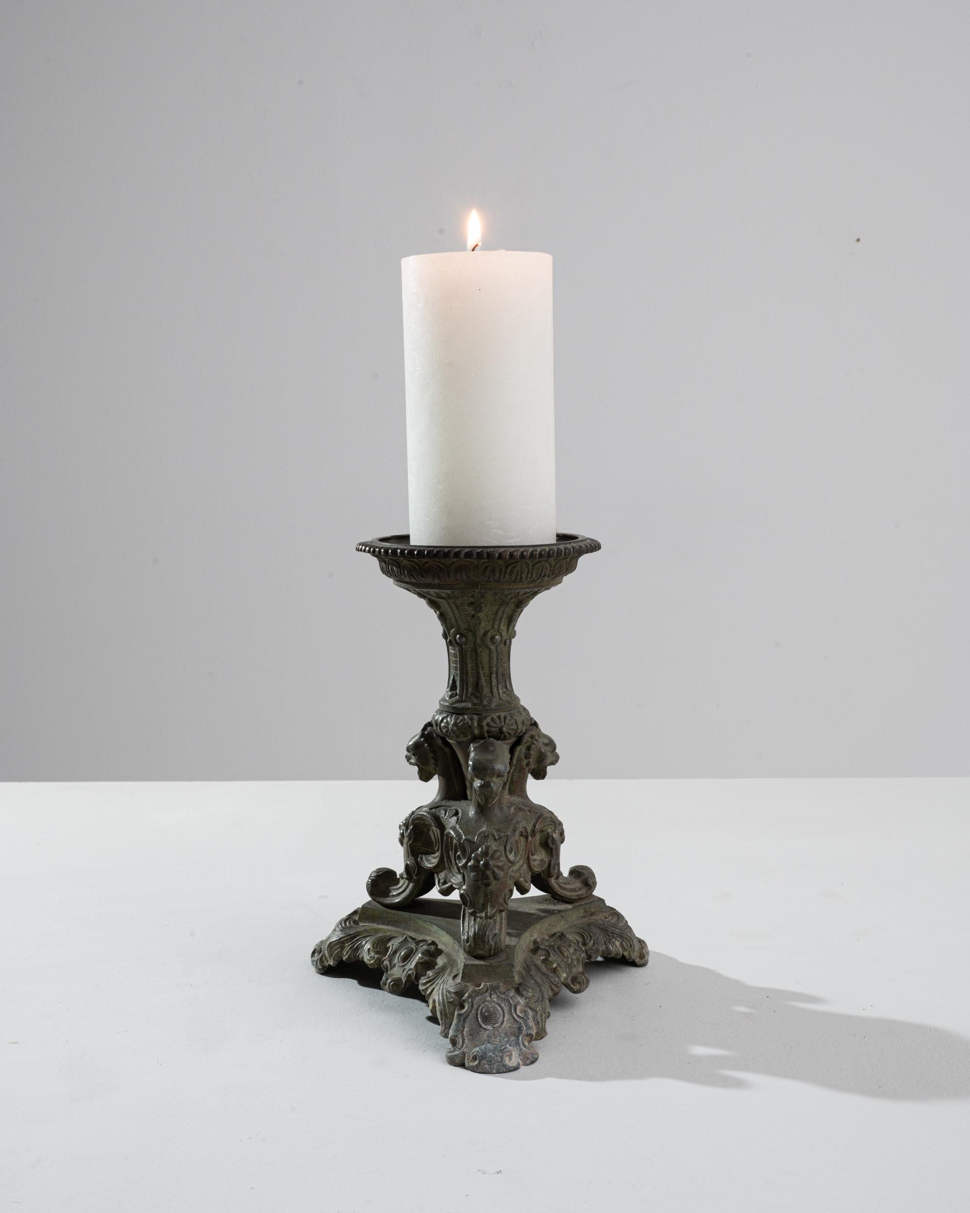 1900s French Metal Candlestick In Good Condition For Sale In High Point, NC