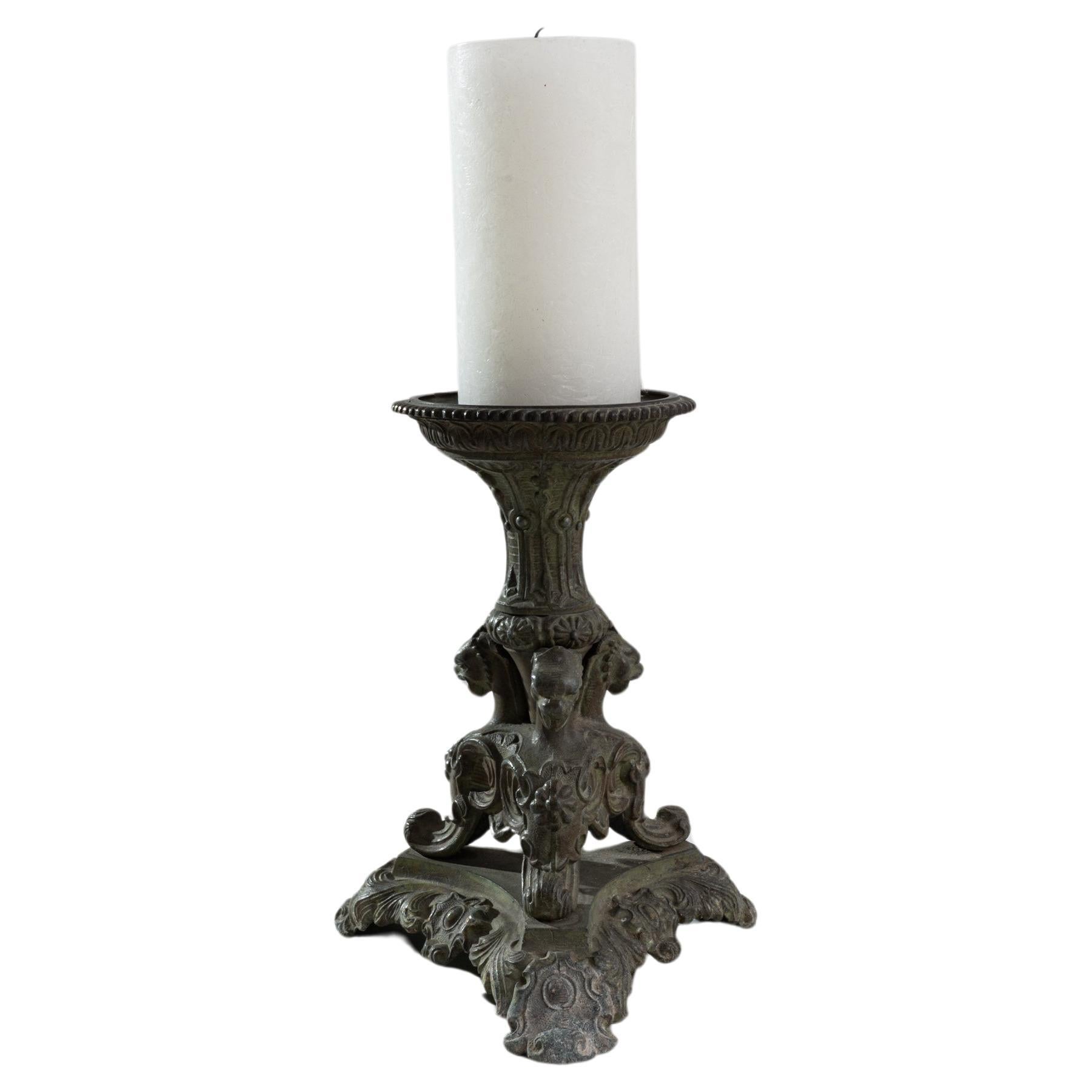 1900s French Metal Candlestick