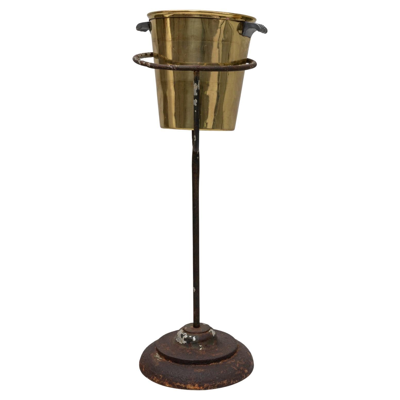 1900s French Metal Ice Bucket Stand