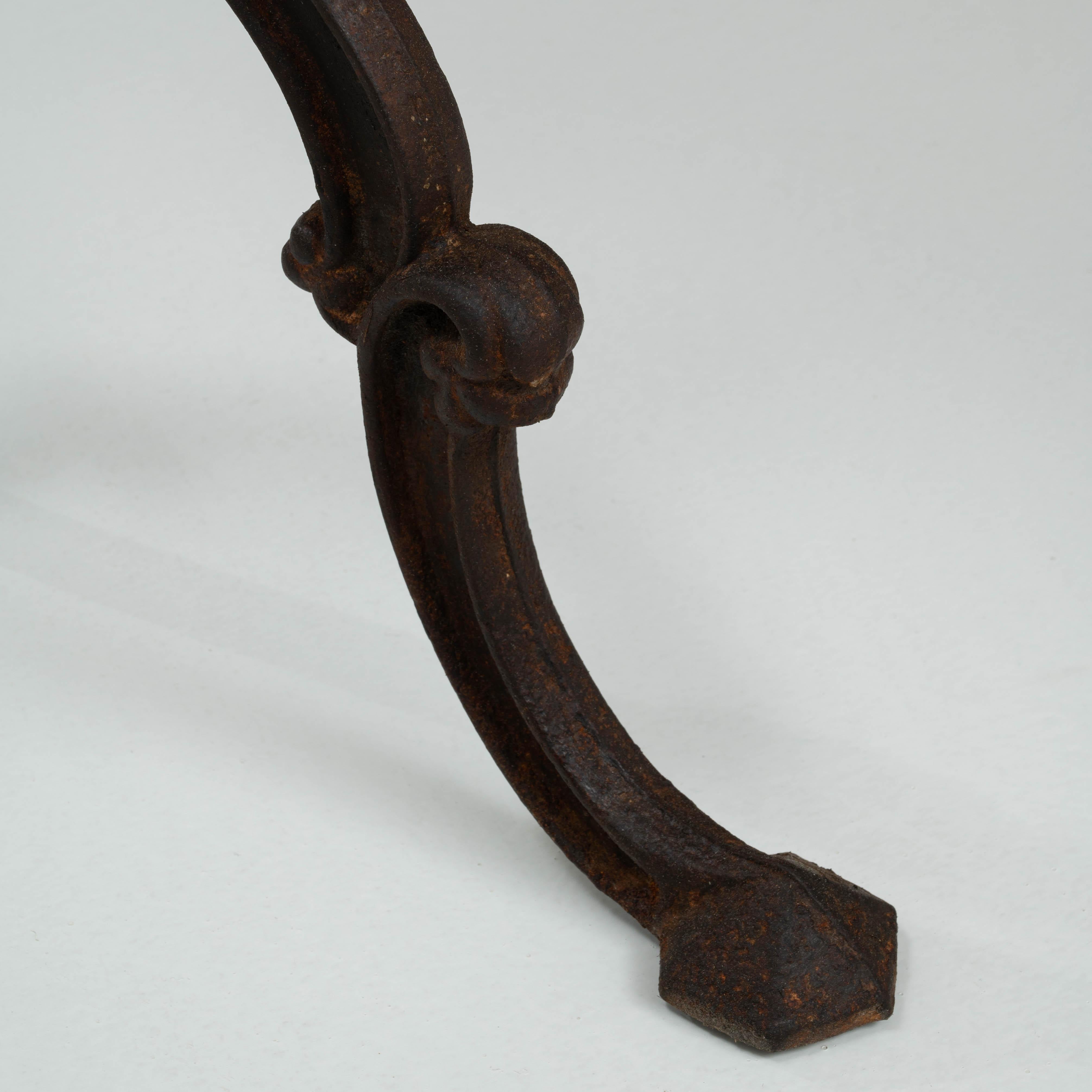 1900s French Metal Side Table With Wooden Top For Sale 6