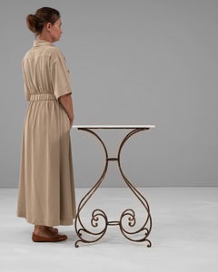 1900s French Metal Table With Marble Top