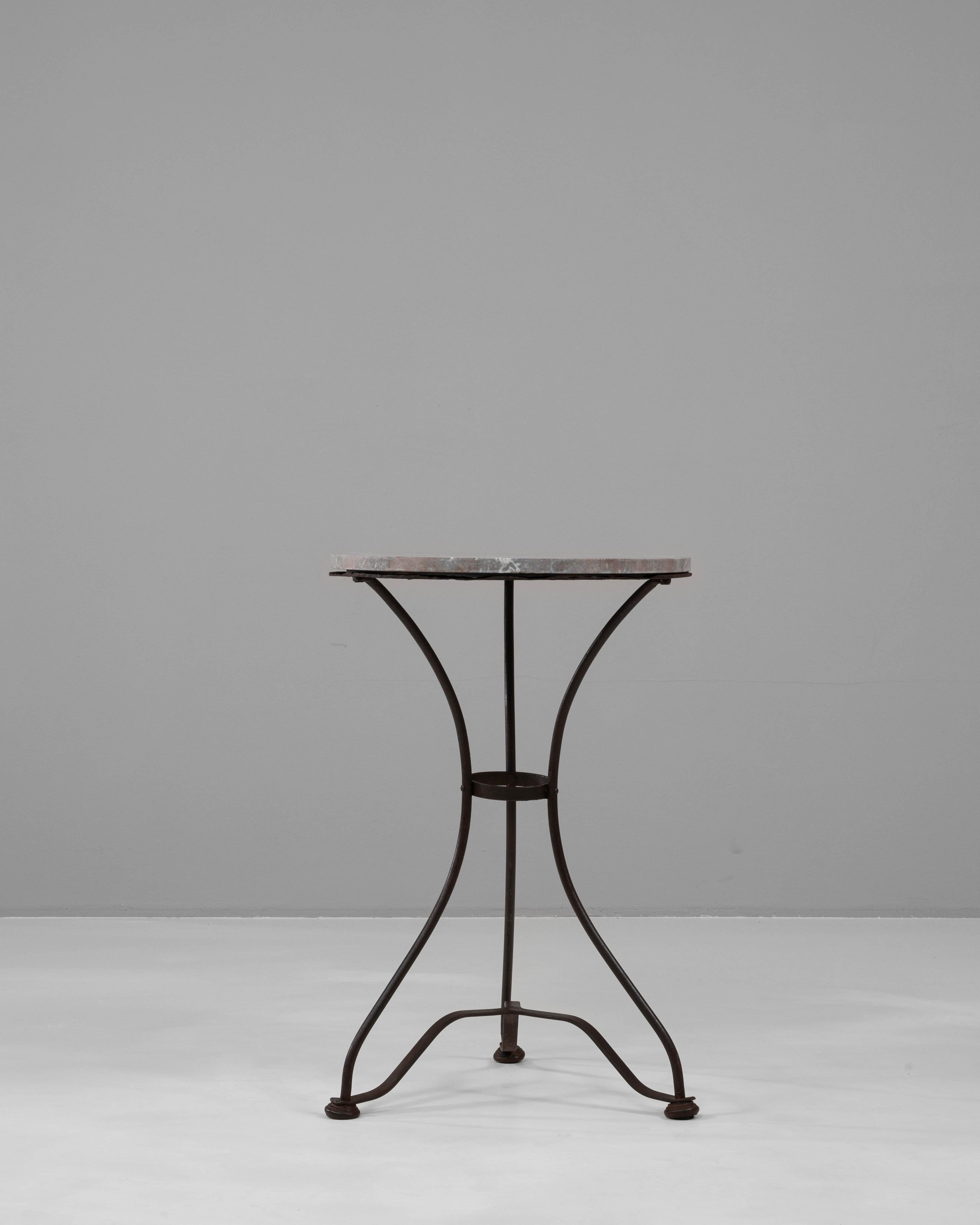 1900s French Metal Table With Marble Top 1