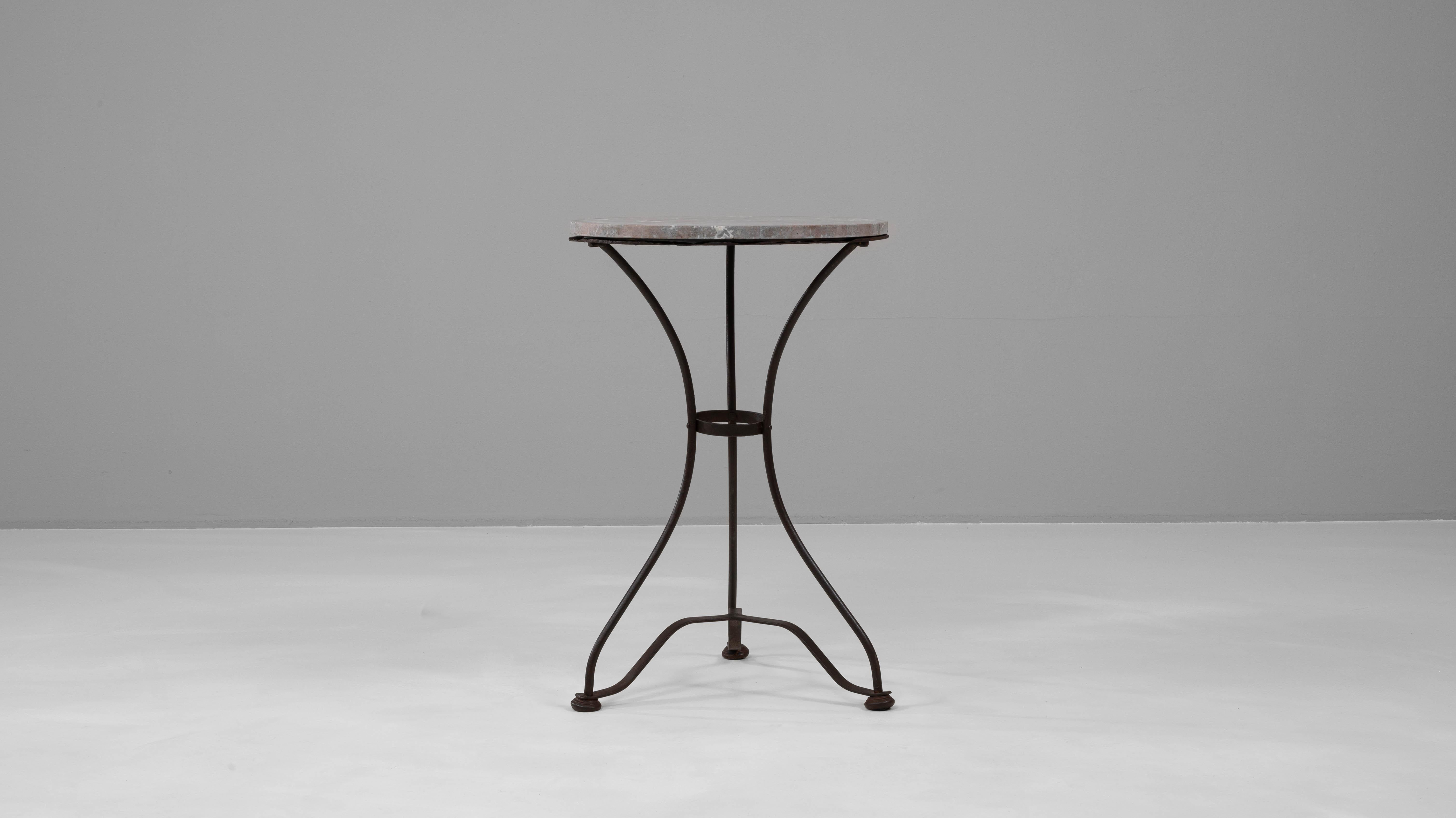 1900s French Metal Table With Marble Top 4