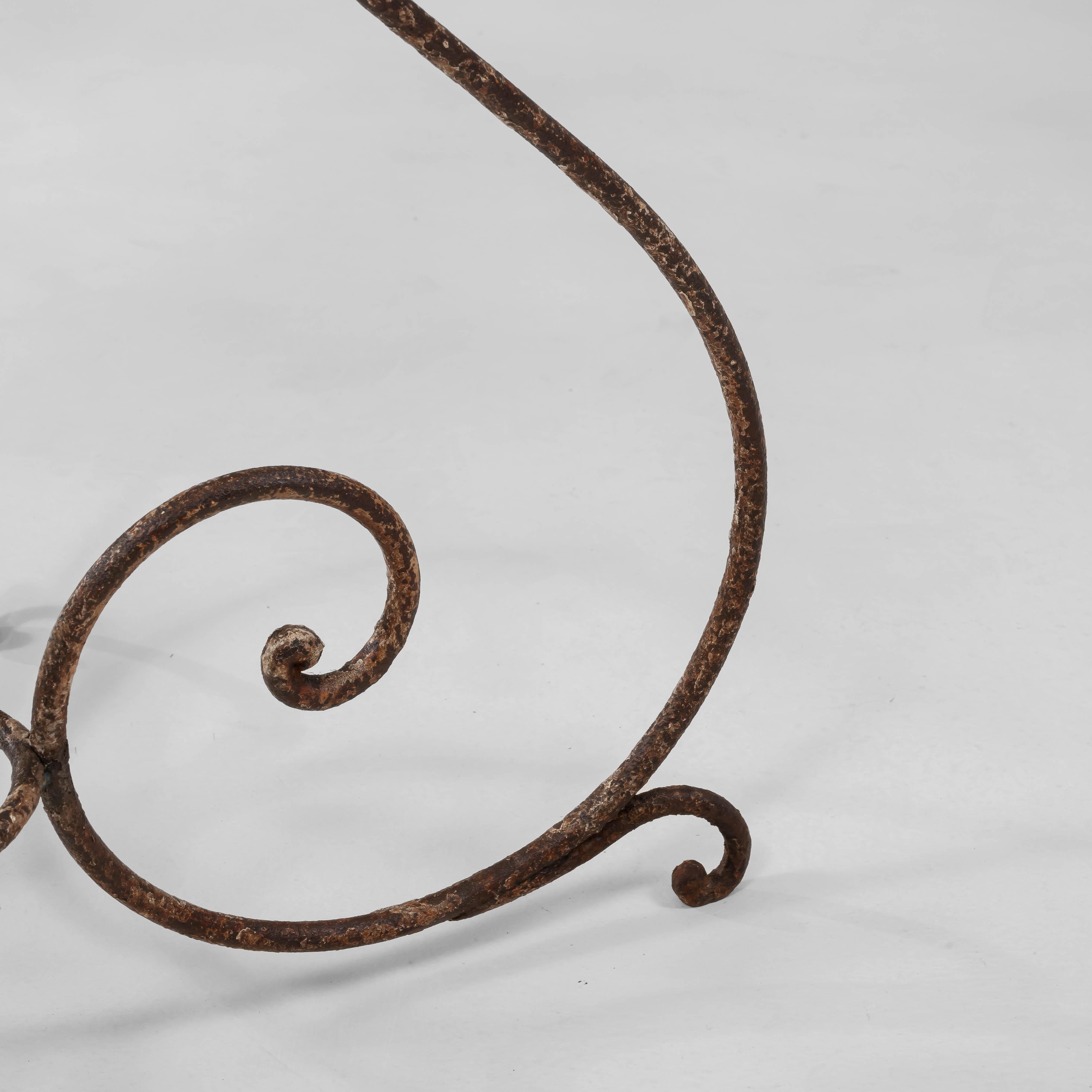 1900s French Metal Table With Marble Top For Sale 5