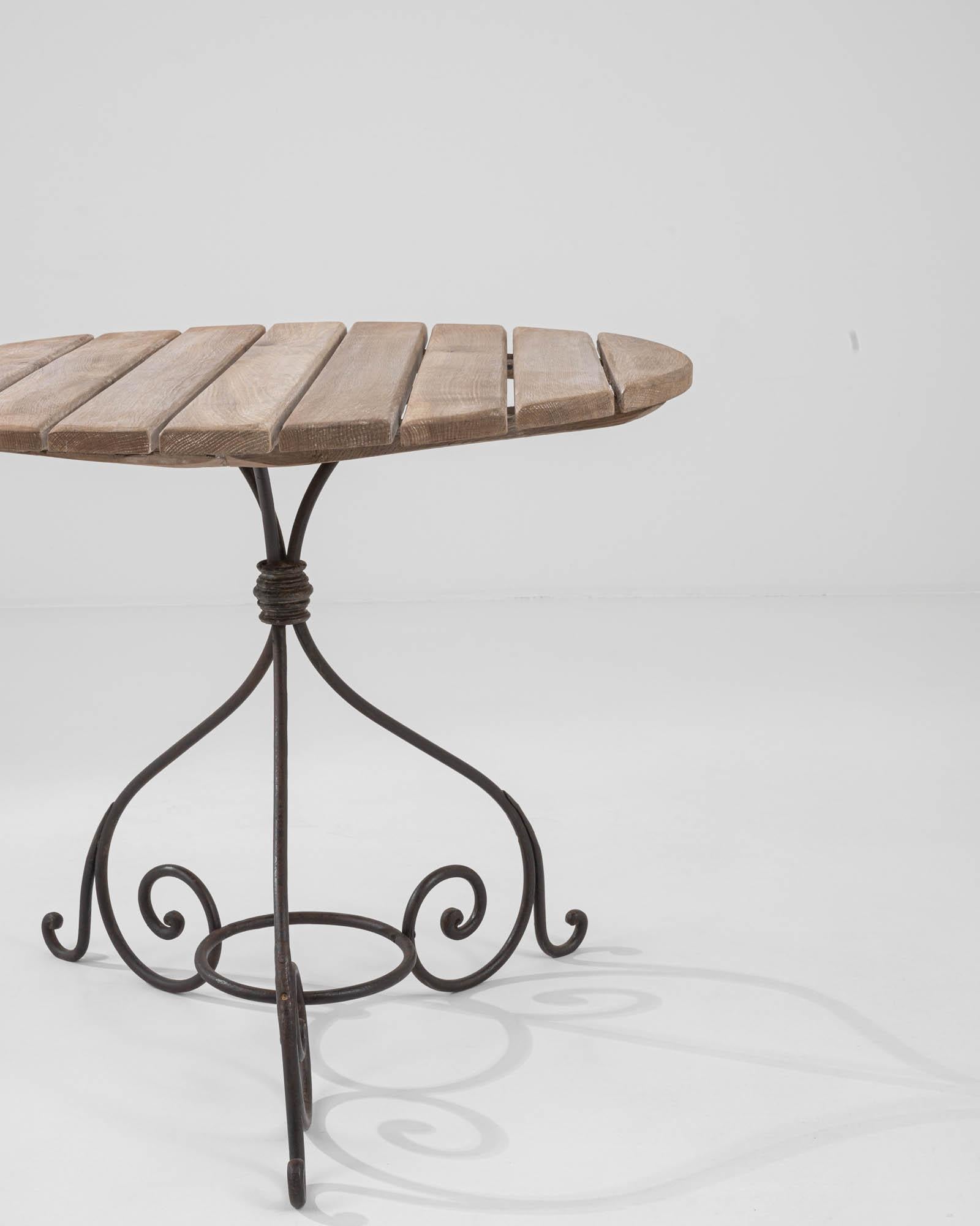 1900s French Metal Table with Wooden Top 1