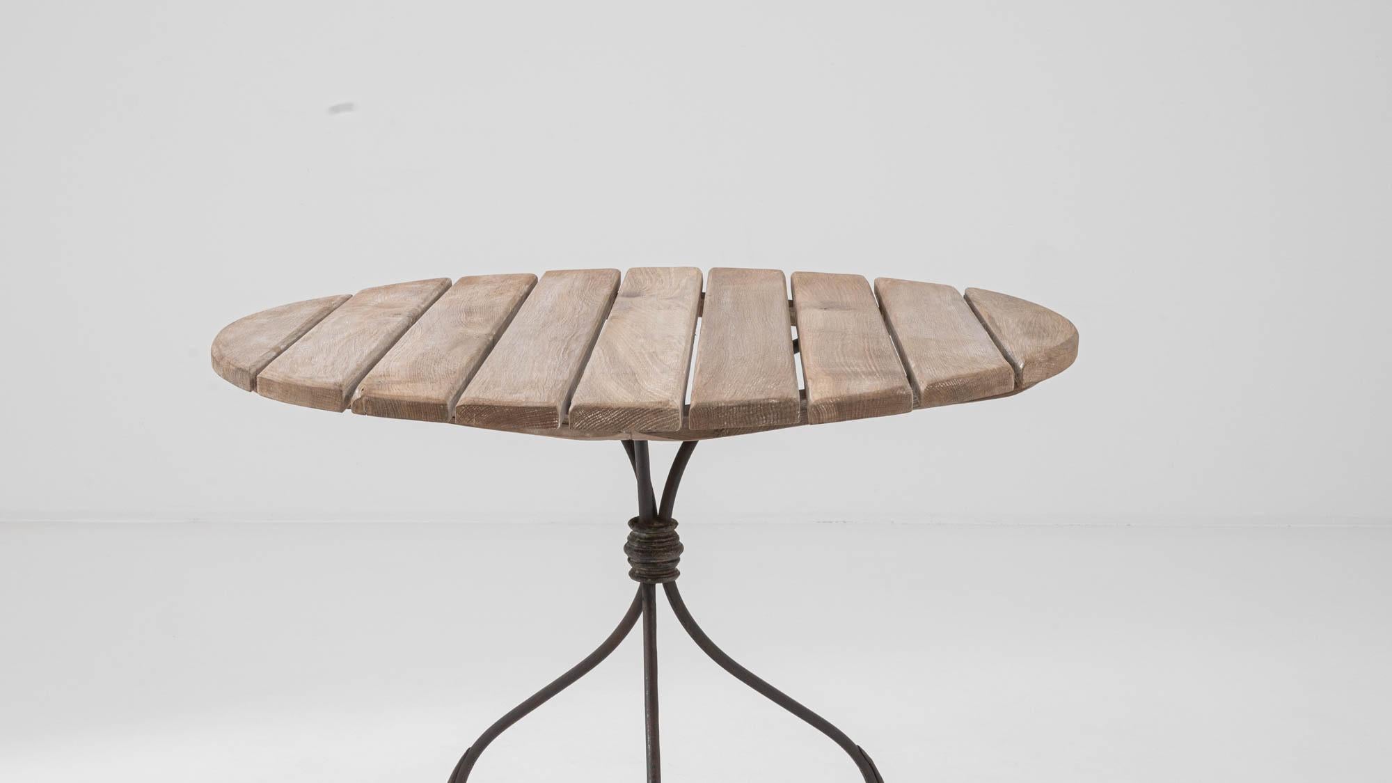 1900s French Metal Table with Wooden Top 2