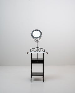 1900s French Metal Vanity With Marble Top and Mirror