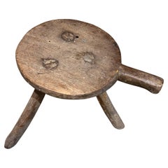 Tabouret de dé Milking français des années 1900, ferme rustique