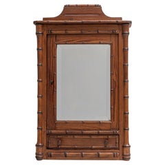 1900s French Mini French Faux Bamboo Armoire