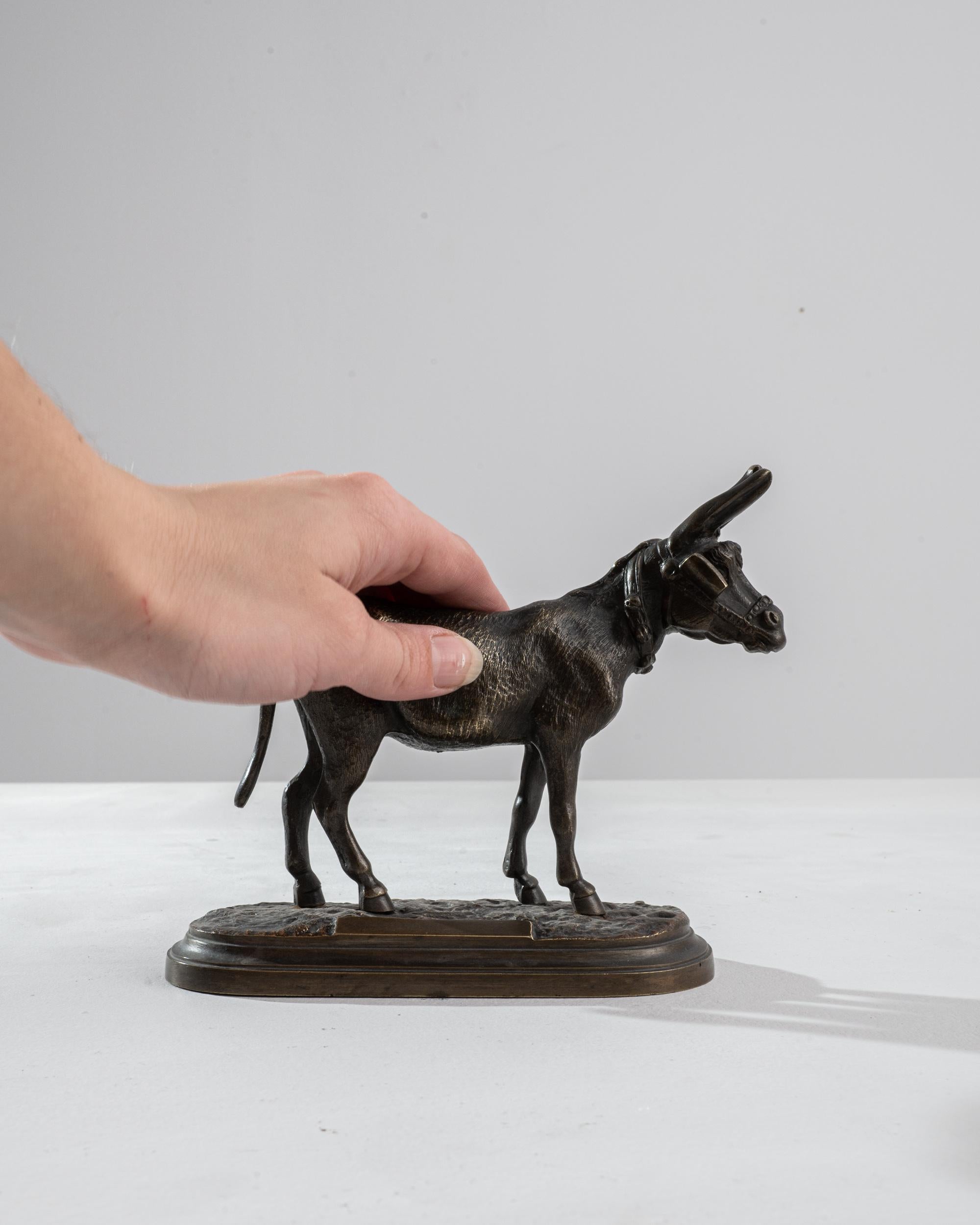1900s French Miniature Bronze Donkey In Good Condition In High Point, NC