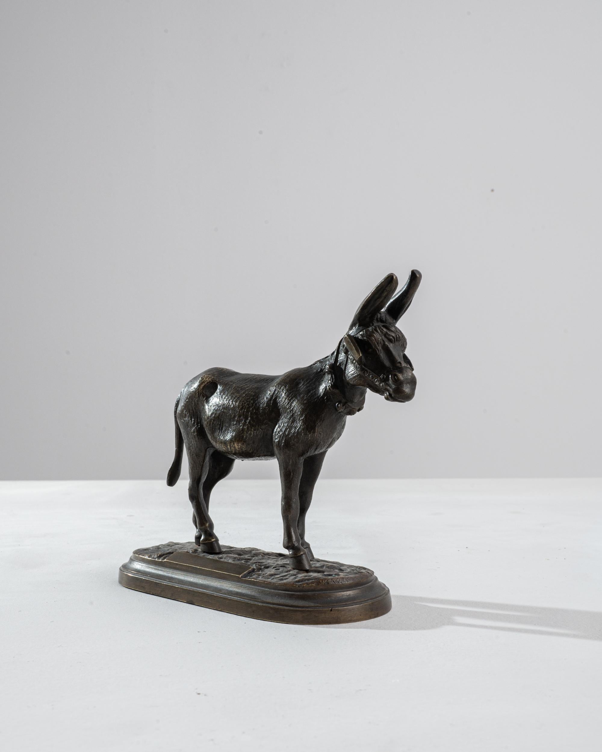 Early 20th Century 1900s French Miniature Bronze Donkey