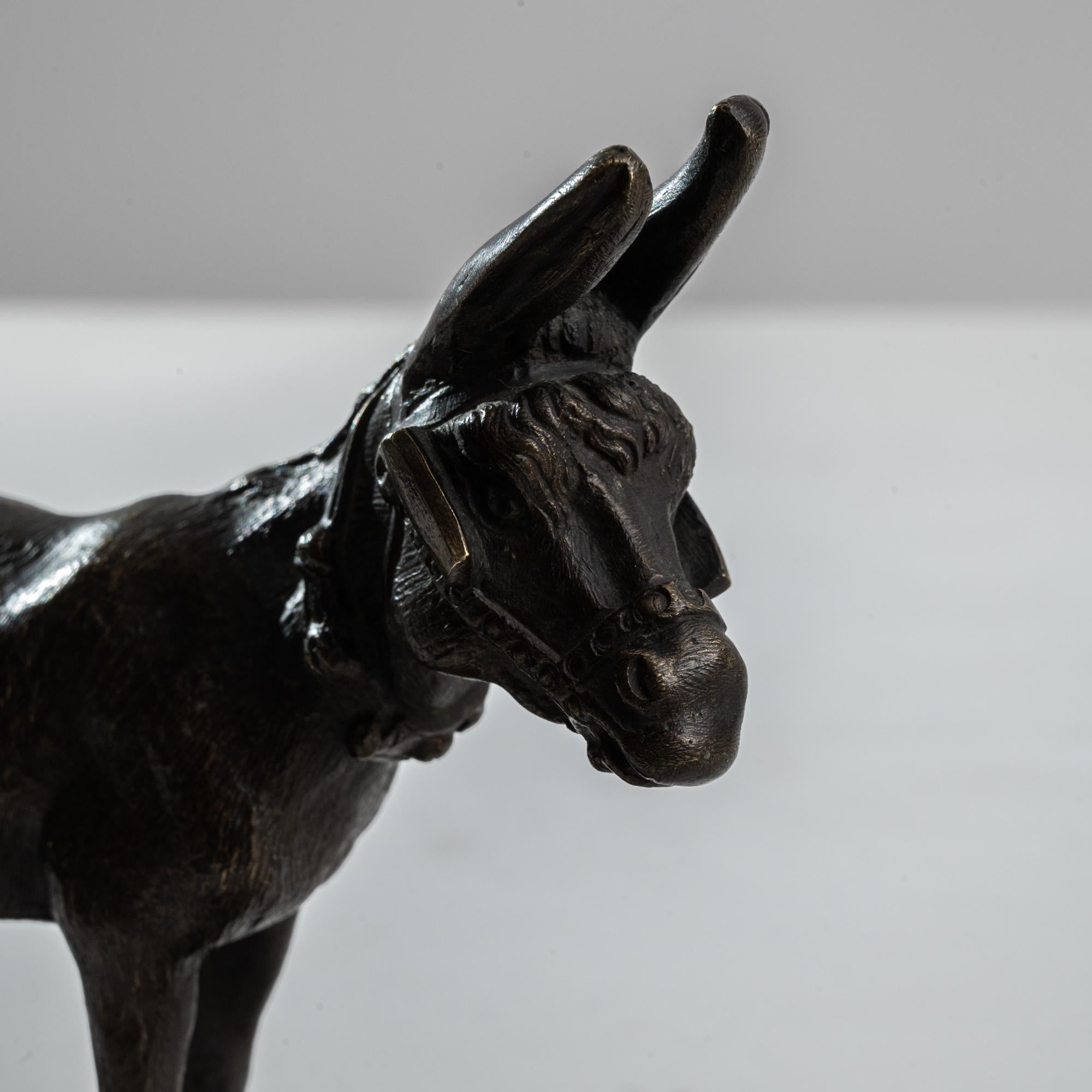 1900s French Miniature Bronze Donkey 4