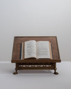 1900s French Neogothic Brass And Wood Lectern