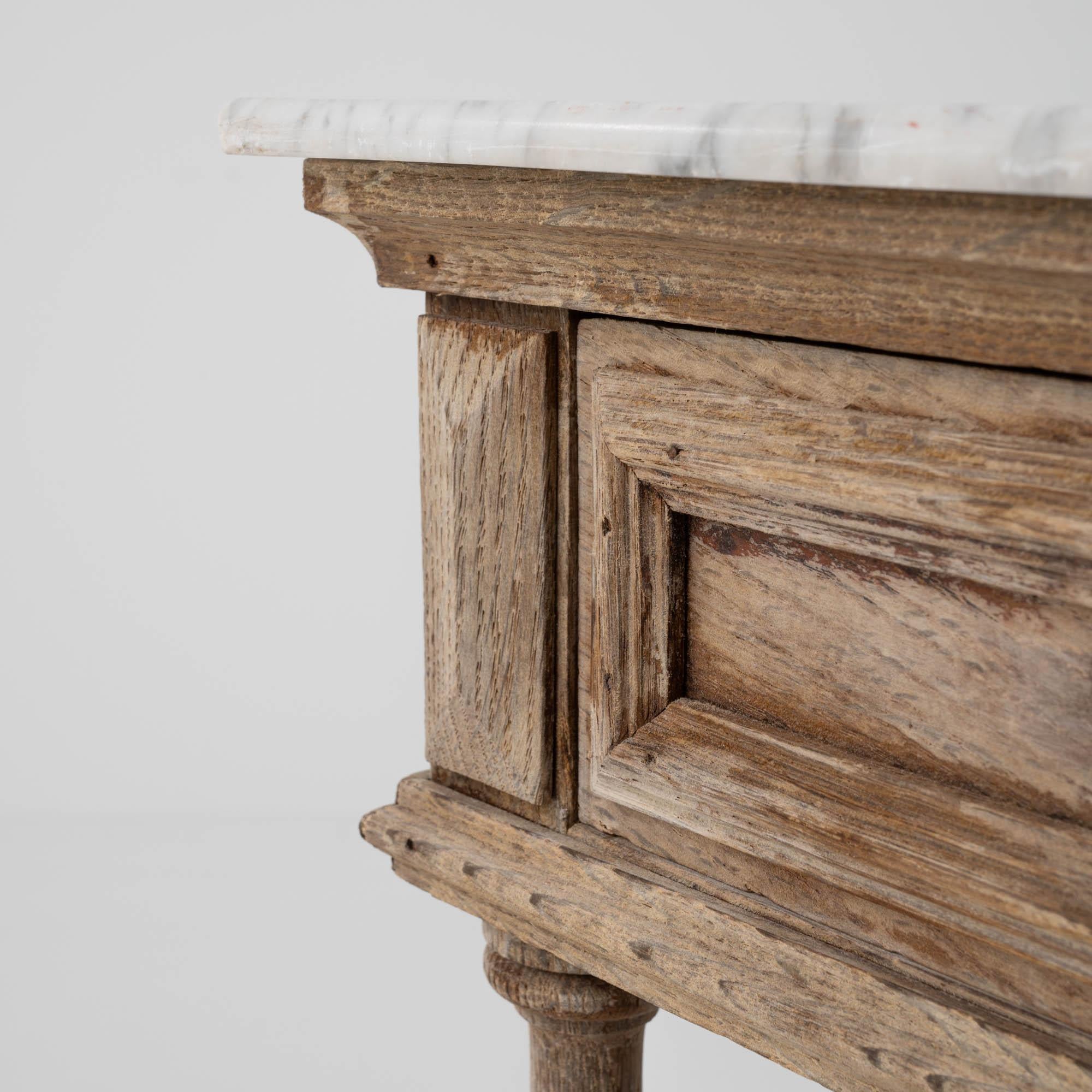 1900s French Oak and Marble Bedside Table 5