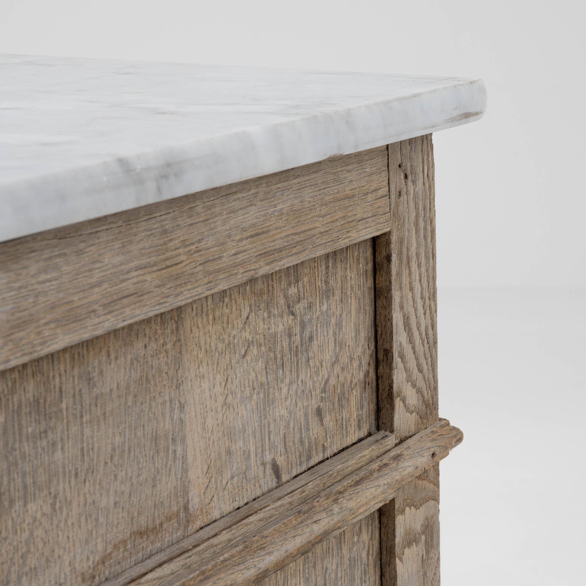 1900s French Oak and Marble Bedside Table 3