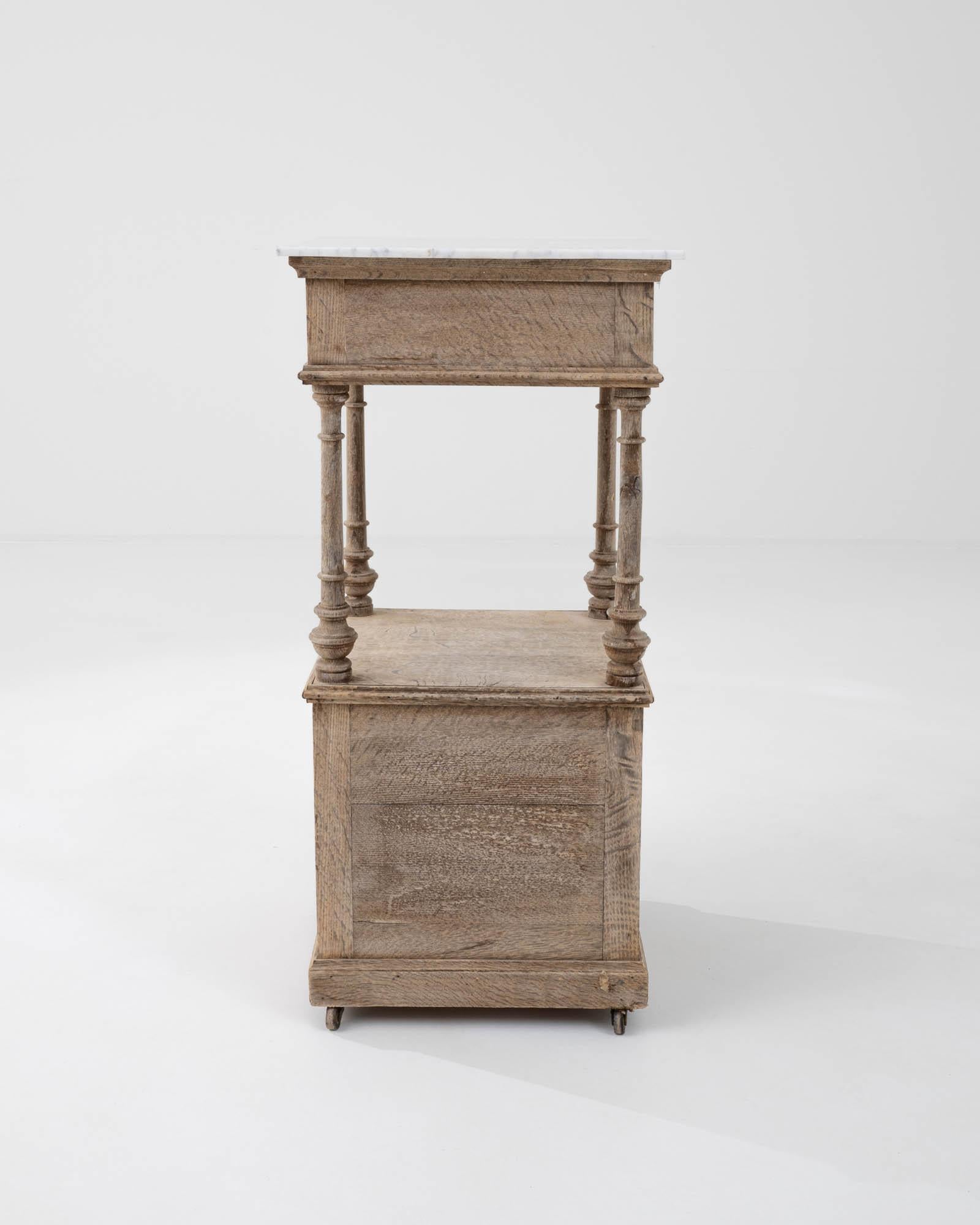 1900s French Oak and Marble Bedside Table 8
