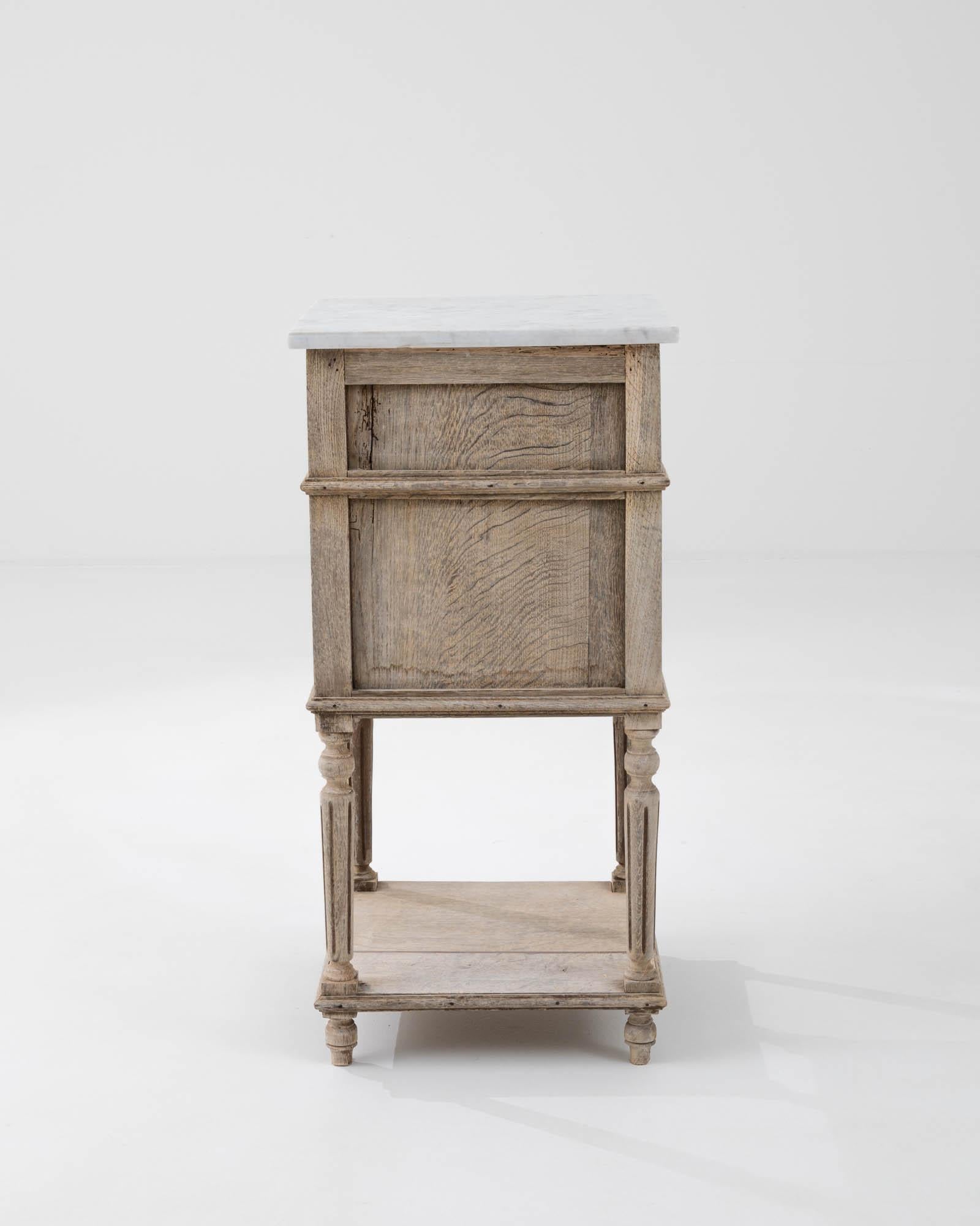 1900s French Oak and Marble Bedside Table 6