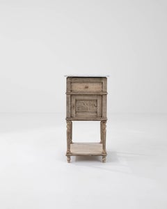 1900s French Oak and Marble Bedside Table
