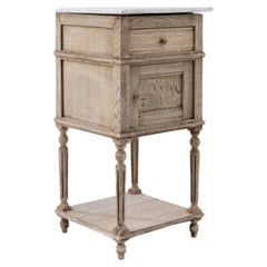 Antique 1900s French Oak and Marble Bedside Table