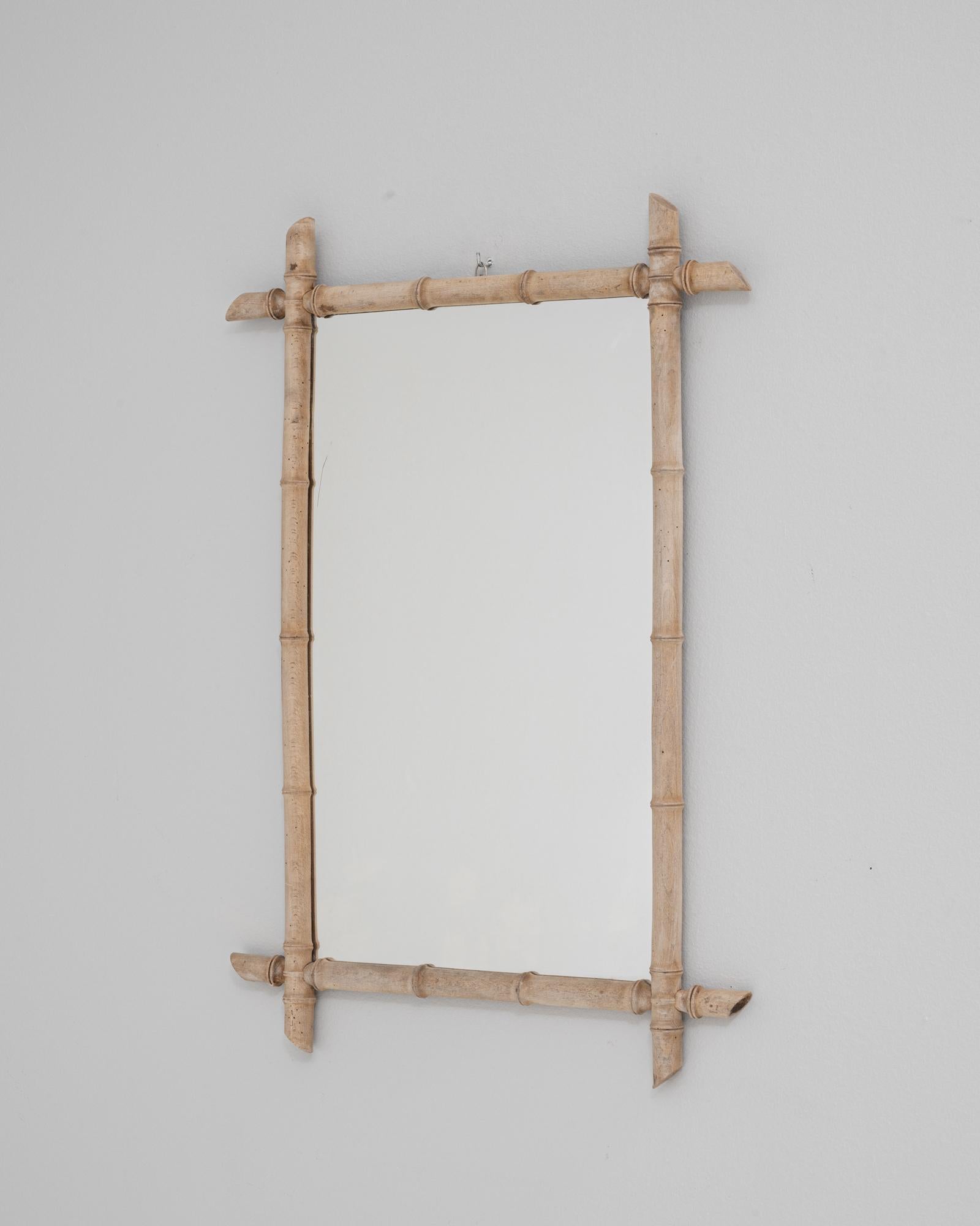 Quercia Specchio in stile bambù in Oak francese del 1900 in vendita