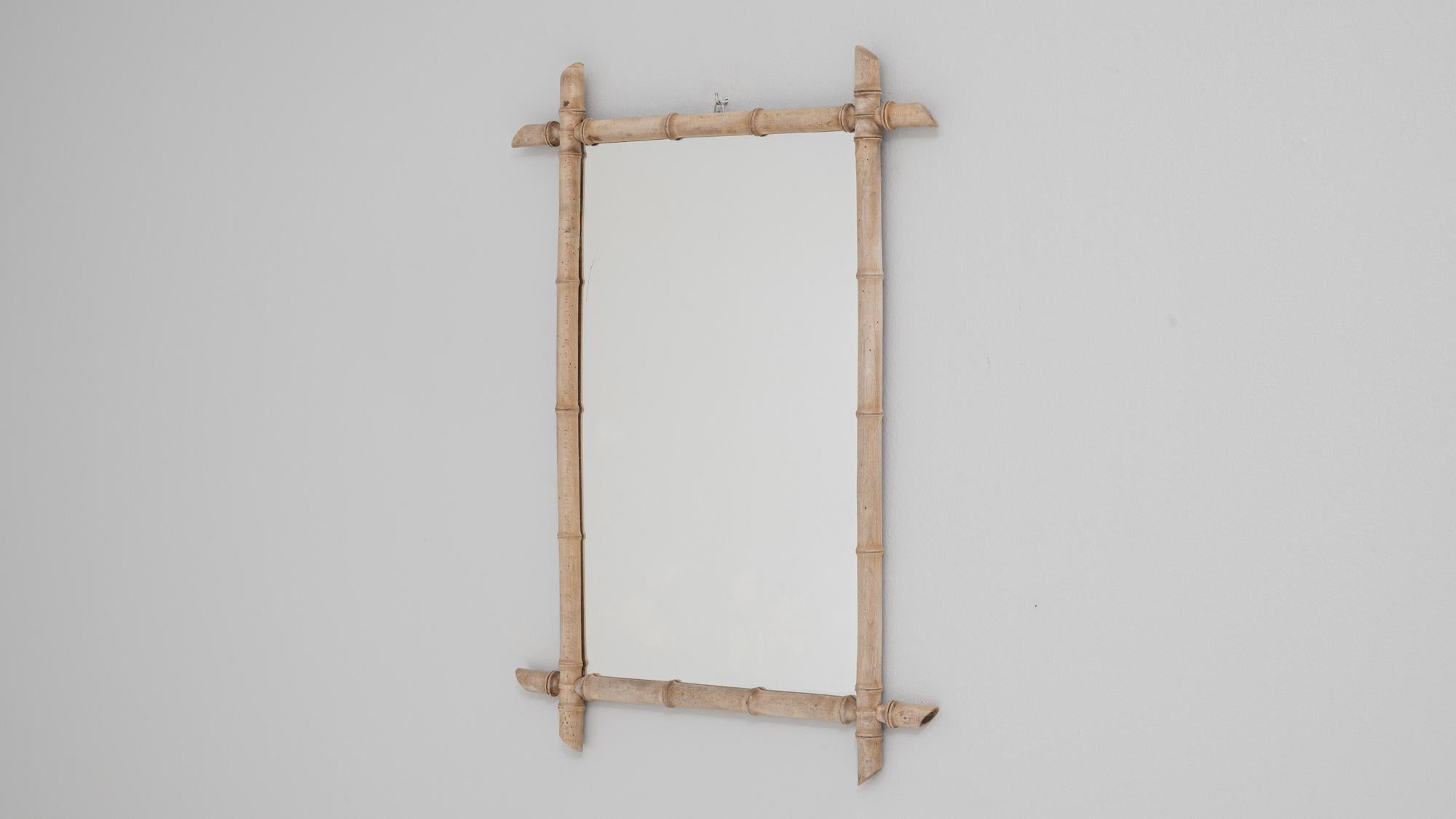 Specchio in stile bambù in Oak francese del 1900 in vendita 1