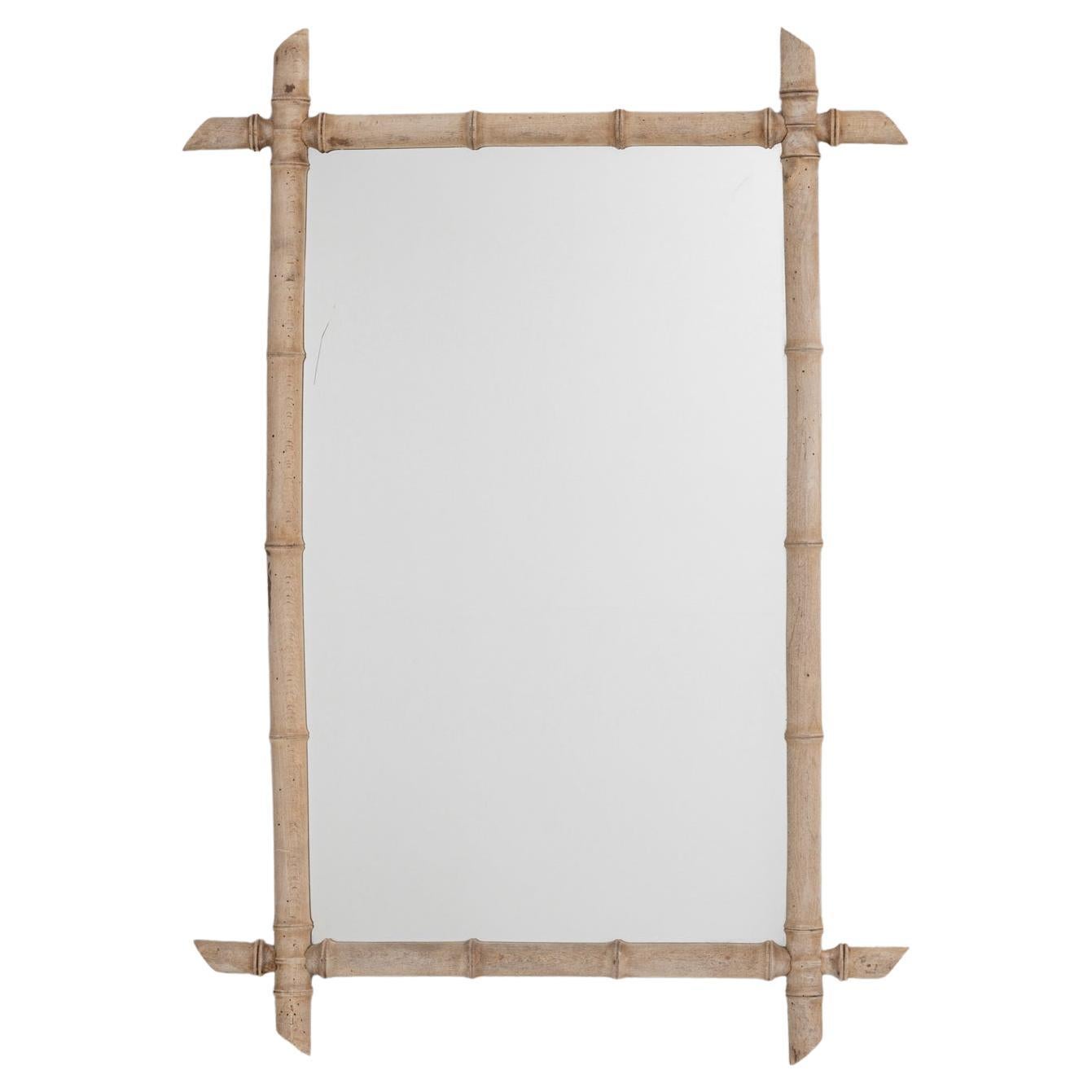 Specchio in stile bambù in Oak francese del 1900 in vendita