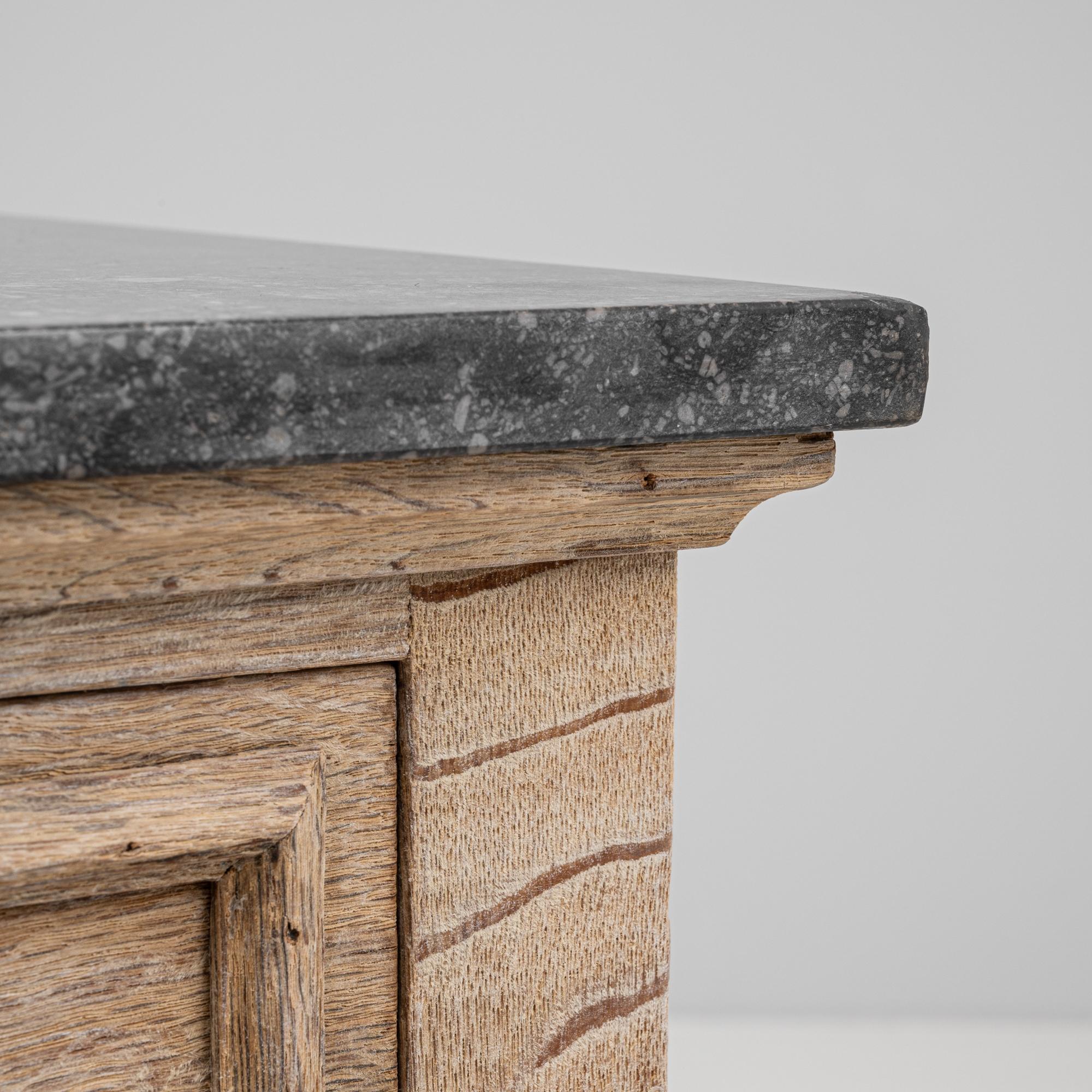 1900s French Oak Bedside Table With Marble Top in vendita 4