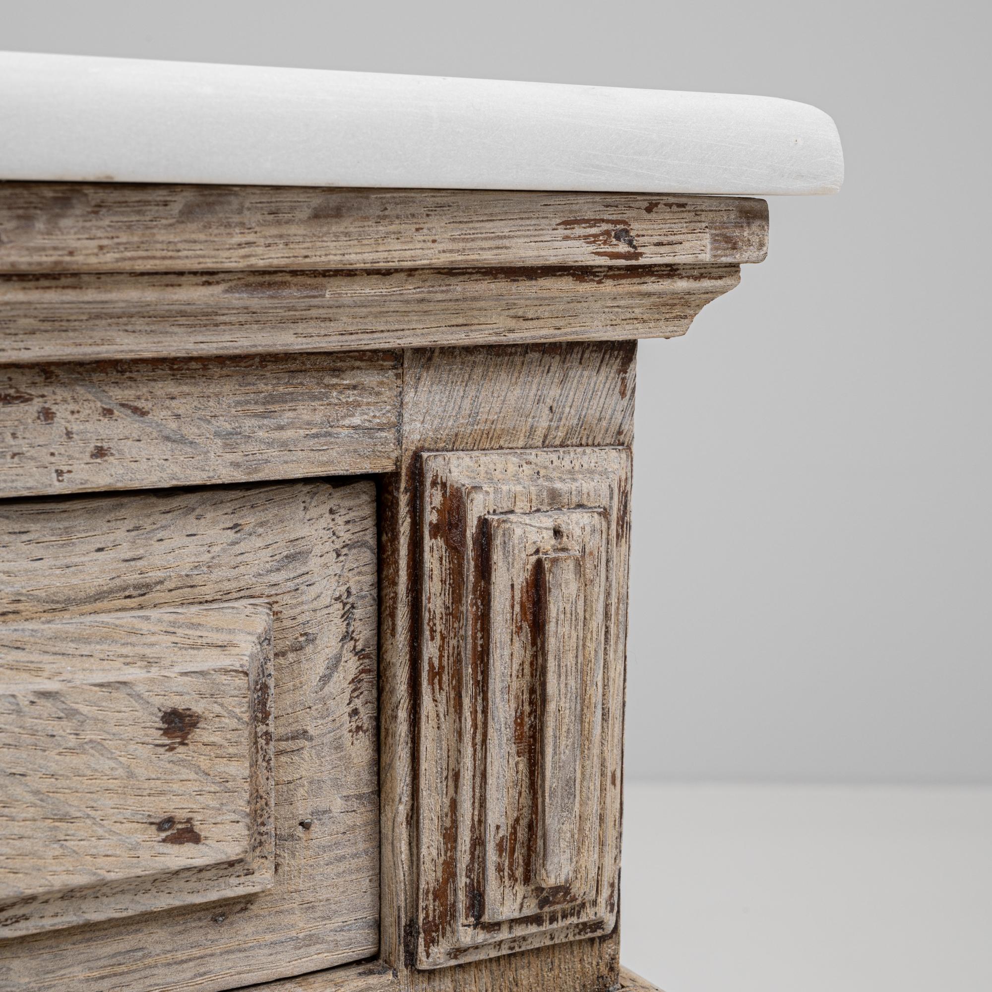 1900s French Oak Bedside Table With Marble Top in vendita 4