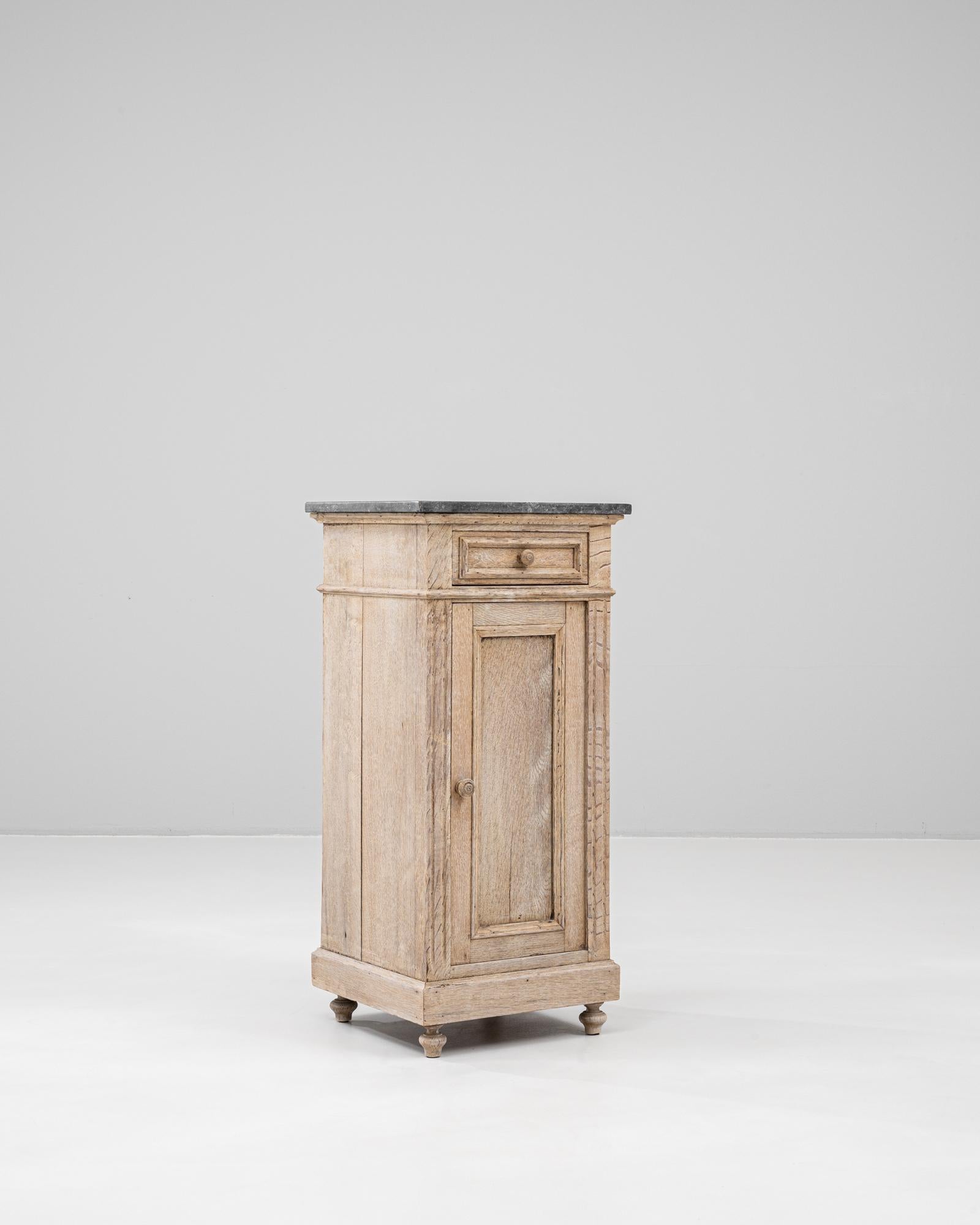 XX secolo 1900s French Oak Bedside Table With Marble Top in vendita