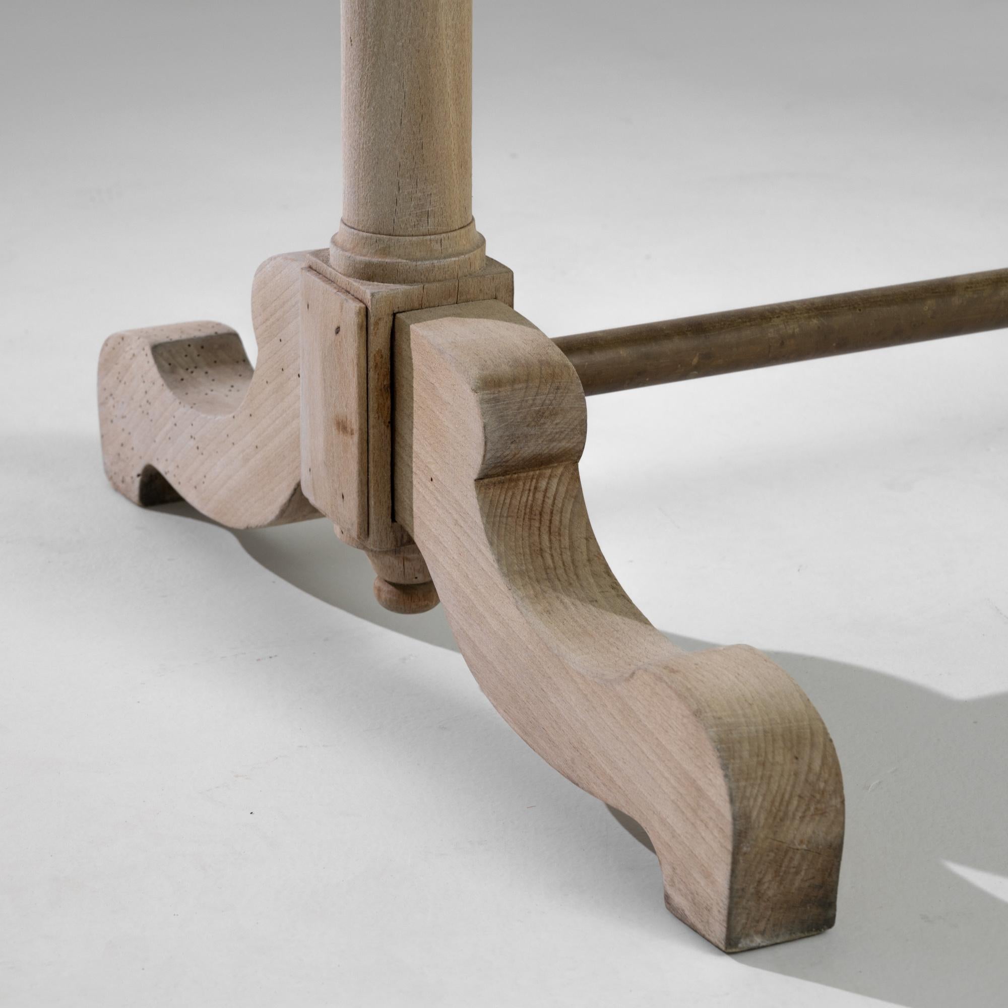 Brass 1900s French Oak Bistro Table
