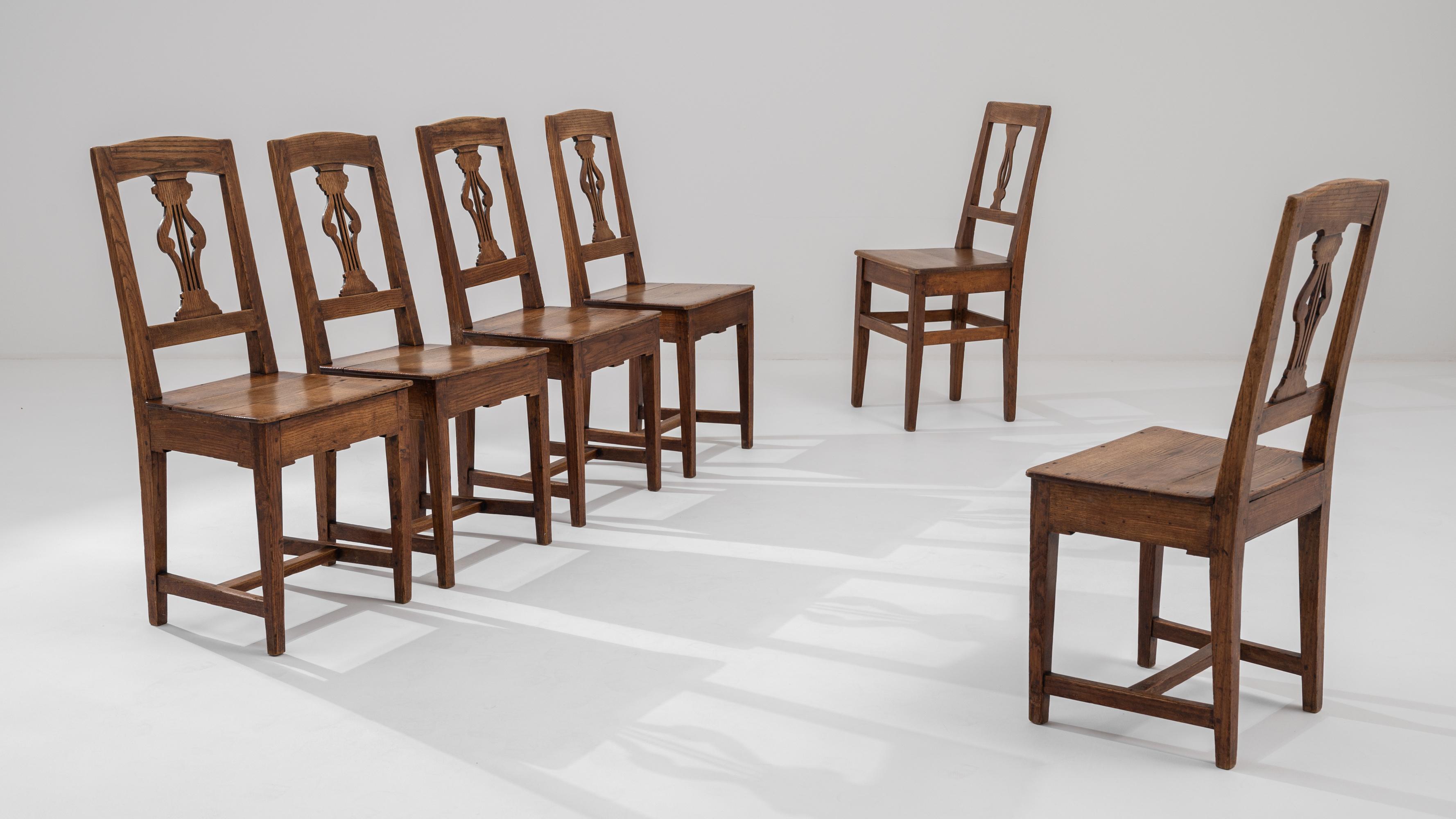 1900s French Oak Dining Chairs, Set of Six In Good Condition For Sale In High Point, NC