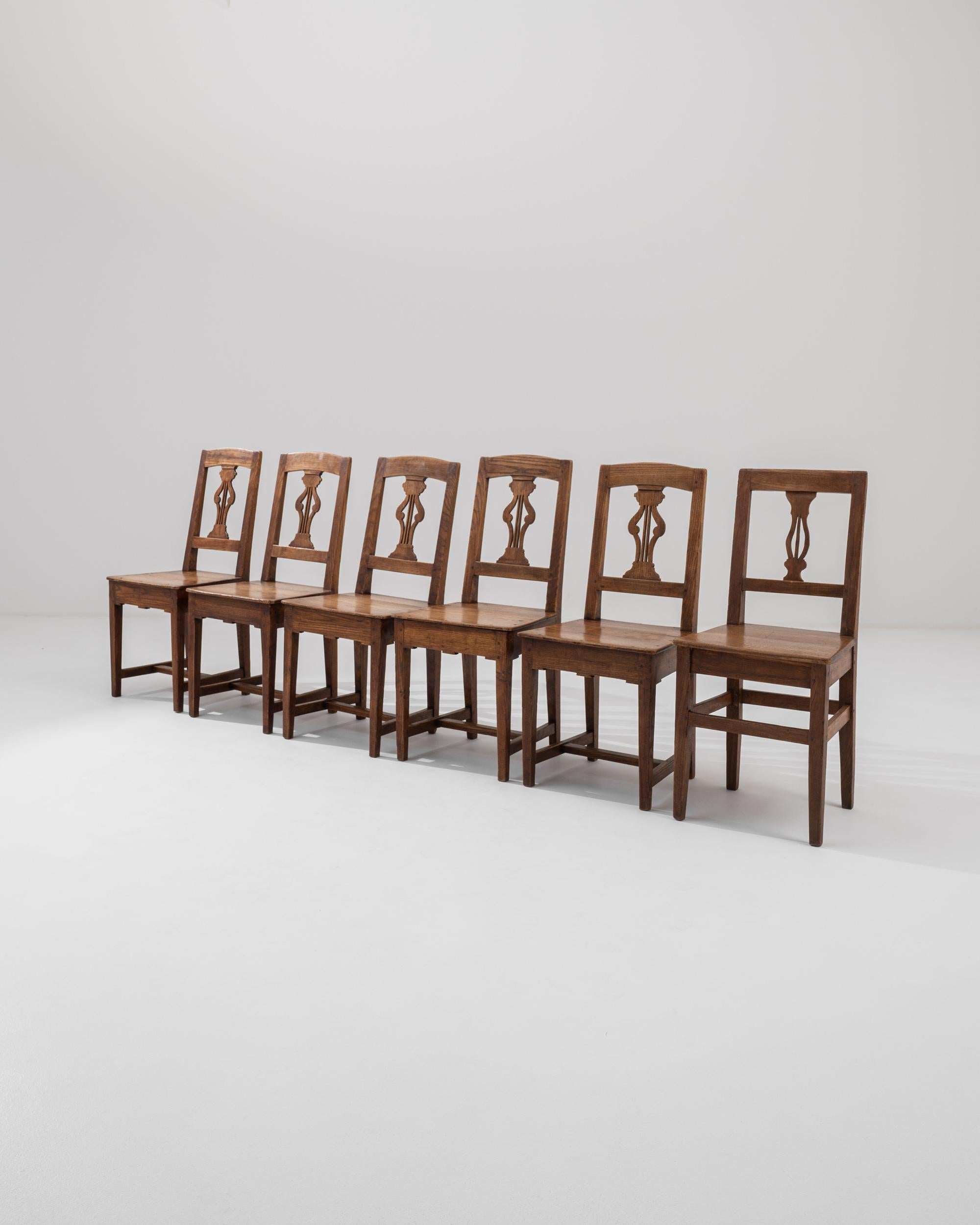 1900s French Oak Dining Chairs, Set of Six For Sale 4