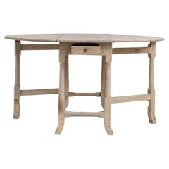 1900s French Oak Drop Leaf Table