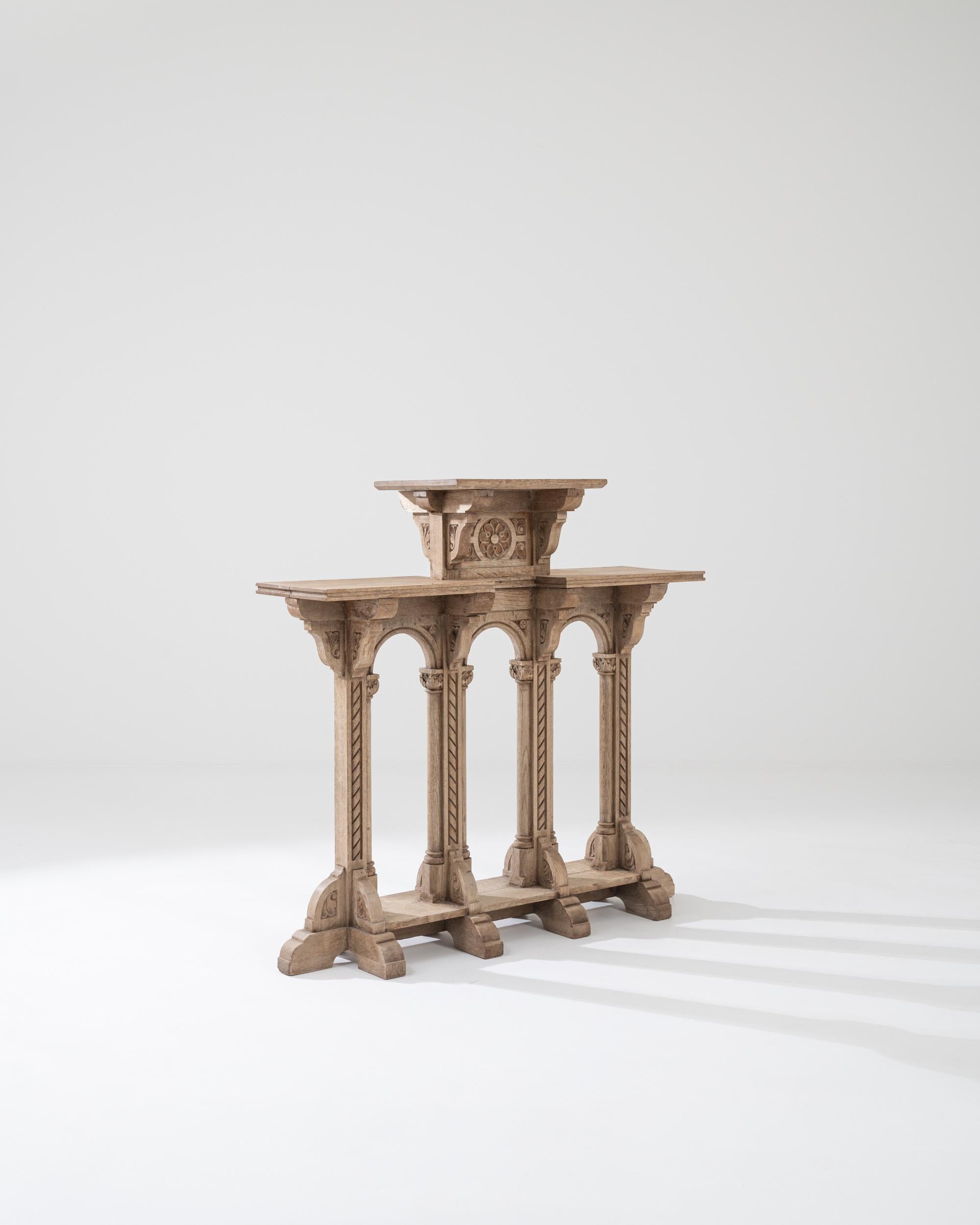 Bleached 1900s French Oak Pedestal For Sale