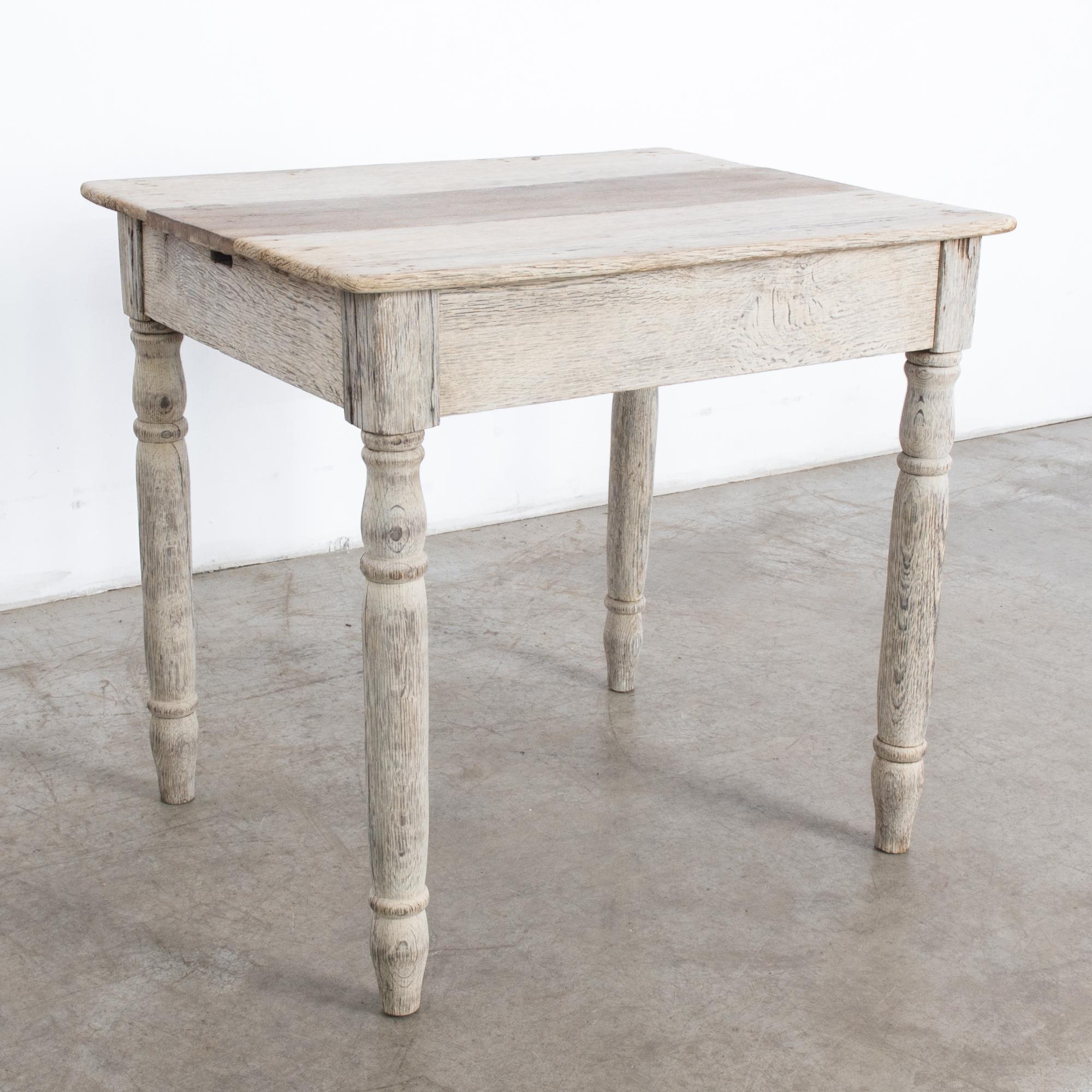 Bleached 1900s French Oak Side Table