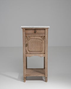 1900s French Oak Side Table With Marble Top